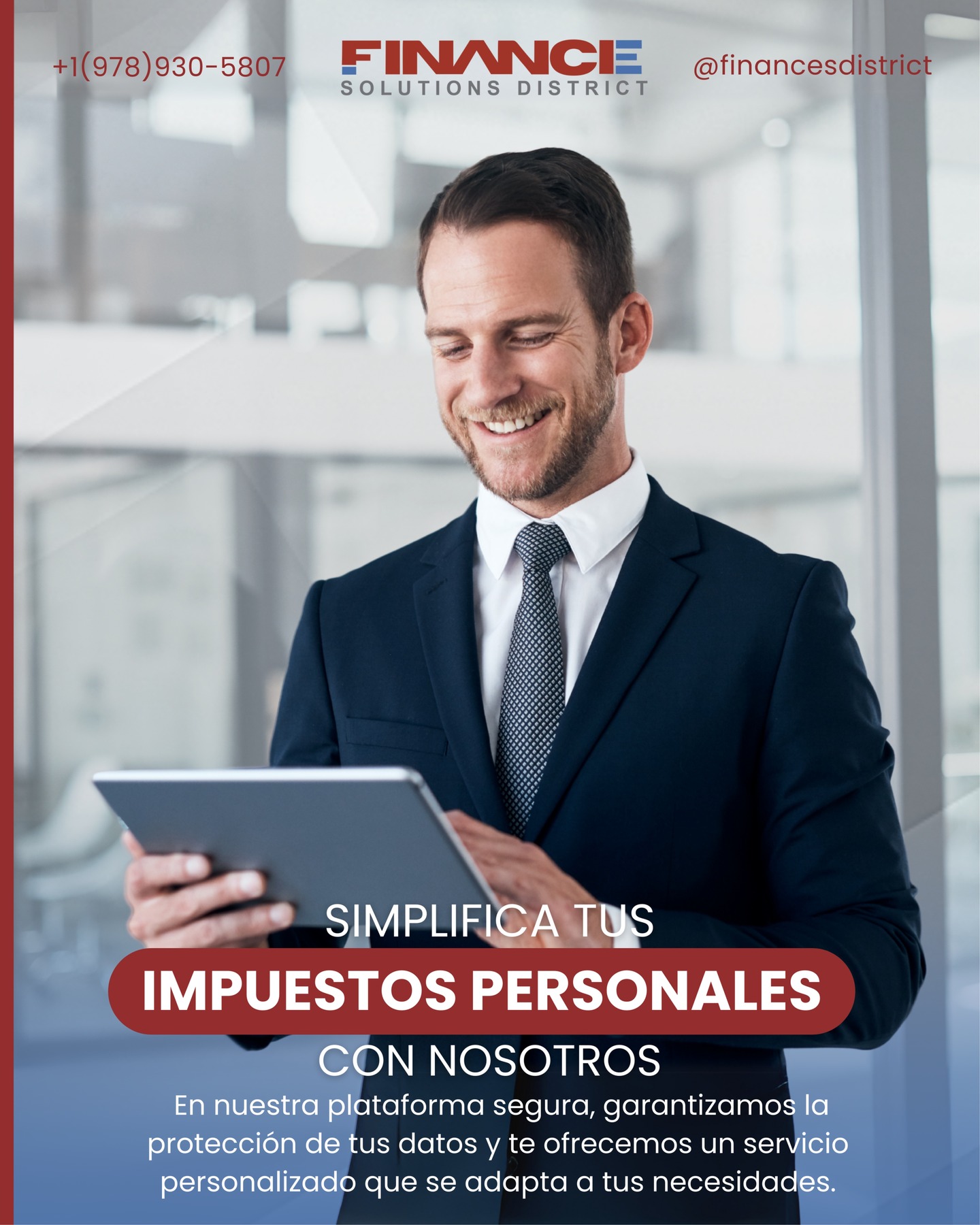 ¡Simplifica tus Impuestos Personales con Nosotros!
¿Estás listo para enfrentar la temporada de impuestos? No te preocupes, estamos aquí para ayudarte.
En nuestra plataforma segura, garantizamos la protección de tus datos y te ofrecemos un servicio personalizado que se adapta a tus necesidades.
✅Confianza y Seguridad: Tu información está en buenas manos. Nuestra plataforma es 100% segura.
✅Plan de Seguro Incluido: Además de ayudarte con tus impuestos, te brindamos un plan de seguro para que estés protegido en todo momento.
🔗 ¡No dejes que los impuestos te agobien! Contáctanos y descubre cómo podemos facilitarte este proceso.
.
.
.
#ImpuestosPersonales #PlataformaSegura #Seguro #Finanzas #AsesoríaFiscal