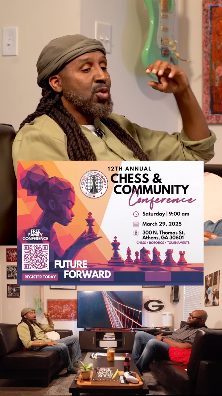 🎙️ @LifetheGriot stopped by The Highlight Podcast to talk about the upcoming 12th Annual Chess and Community Conference happening this Saturday on March 29th. From empowering youth to building critical thinking skills through chess, this movement is all about creating real change.
This is just a 90 second clip of our 45 minute talk — tune in on our website, YouTube, Spotify, or Apple podcast to enjoy the full conversation.
♟️ Who’s ready to make their next move?
#ChessAndCommunity #AthensGA #YouthEmpowerment #ChessLife #CommunityLeadership #LifeTheGriot #HighlightPodcast #MakeYourMove