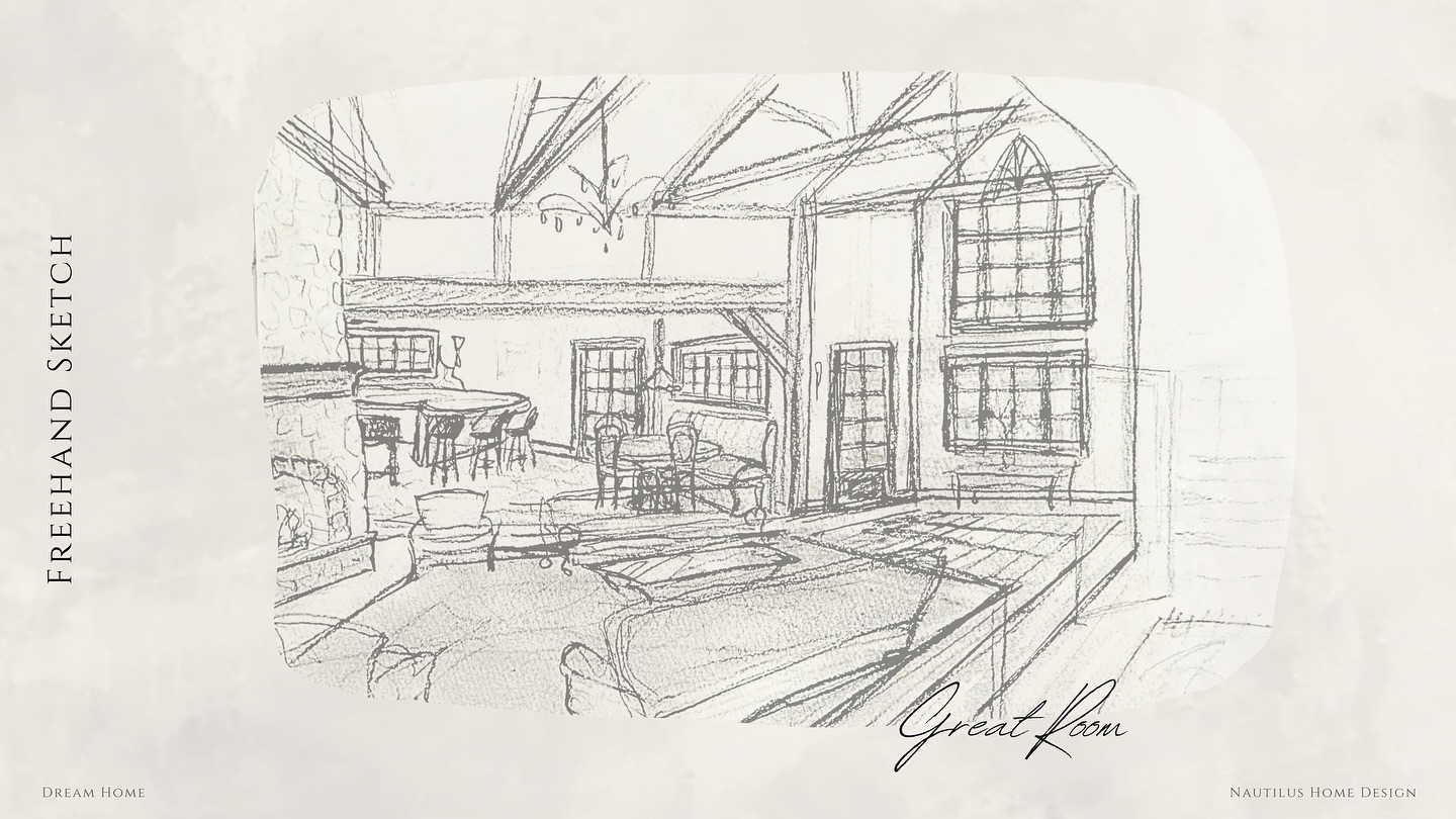 Evolution of a design: First, working from a set of plans(last image), loosely sketching out how I might imagine the interior space, calling to mind scenarios and imagery from my travels, and researching some reference pictures for inspiration as well. Then, drafting the space in CAD software… and finally: a “3D” rendered interior to demonstrate my version of how the potential in these plans could come to life.
#riinteriordesigner
#rusticelegance
#interiordesign
#dreamhome
#specialconceptproject