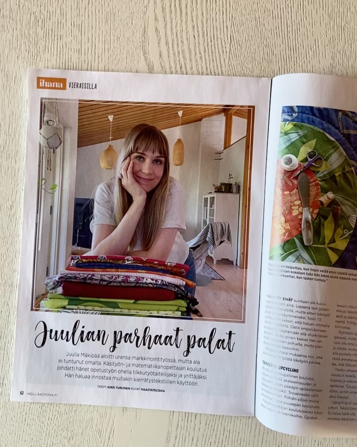 I had the pleasure of being featured in the Finnish craft magazine @ihanalehti ! It was a joy to share my story and talk about my work 🪡🎨✨
You can also read the article here (in Finnish): https://meillakotona.fi/artikkelit/juulia-makipaan-tilkkutyot