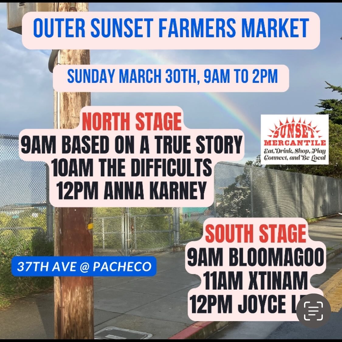 Tomorrow! #sunday #funday @outersunsetfarmersmarket - I hit at 11am 🤘🎉🤗🥰 @kevinnorthband #farmersmarket #sunset #sanfrancisco #indie #musician