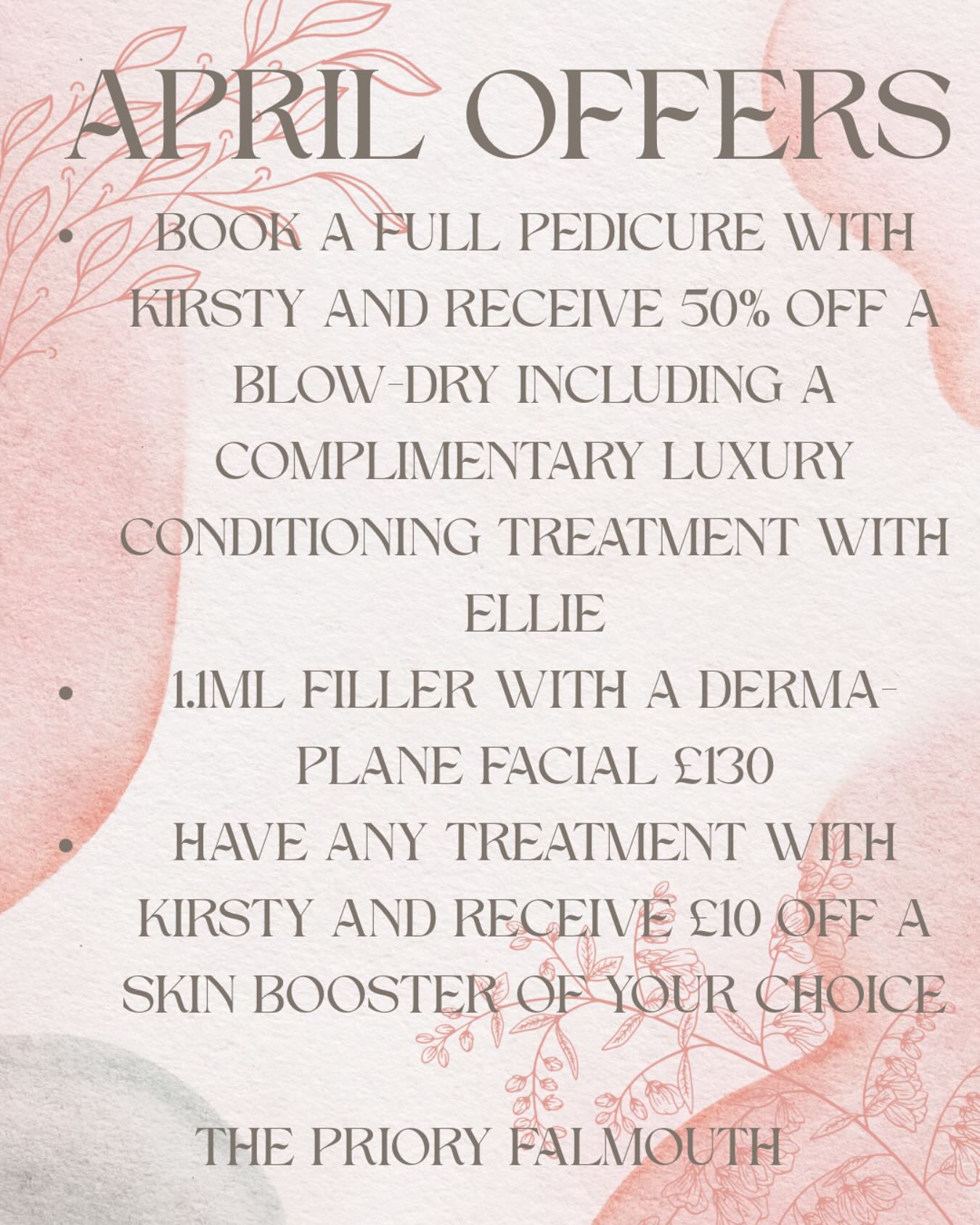 🌸Easter Excitement🌸
We’re thrilled to announce Kirsty will now be joining us full time in the salon! She is here to help you look and feel your best. 💆♀️✨
💖 Specialties:
✔ Facial Waxing
✔ Brow & Lash tinting
✔ Aesthetics & Much More
🔝See above for some exclusive April offers we currently have available! We look forward to meeting and welcoming all of you🫶🏼
📍 Book your appointment today by calling us on 01326 212132
#NewTherapist #BeautyExpert #GlowUp #SelfCare #ThePriory #LoveFalmouth #LoveCornwall #strongwomen #supportlocal #aestetics #beauty #loveyourself #cornishsalon #beautiful #hairsalon #beauty #hairincornwall #beautyincornwall #bythesea #smile #selfcare #gorg #behindthechair #salonsincornwall #radiantskin #luxurybeauty