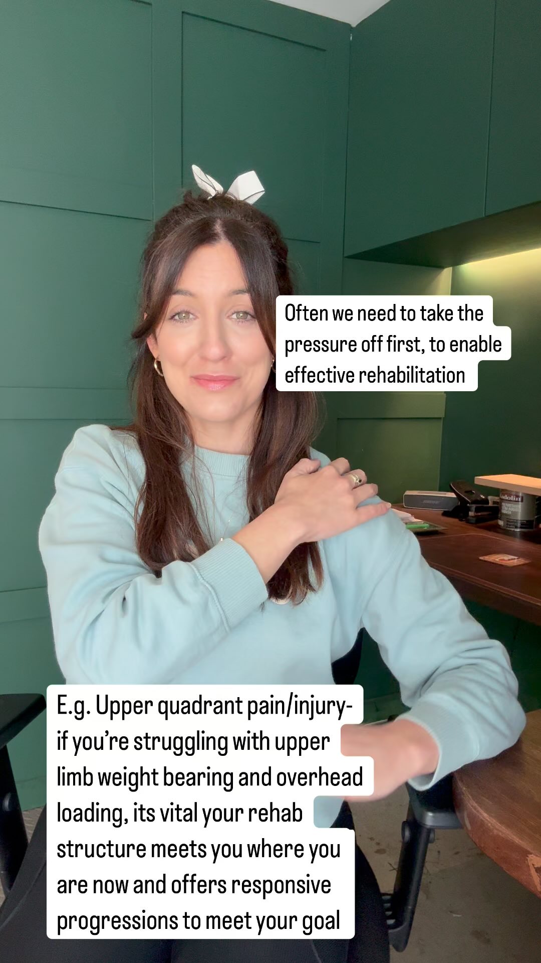 I’m using the example of the upper quadrant here, most commonly shoulder pain, as I have seen so many clients over the years who needed more support at the point of pain and restriction. When we worked on this in the unique way they needed to, they got to where they wanted to much quicker.
When you’re already experiencing a stubborn injury, and pain with normal daily activities it makes no sense to me why you would start adding weights and resistance to movements that are already a struggle.
#physiotherapy #shoulderrehab #pilates