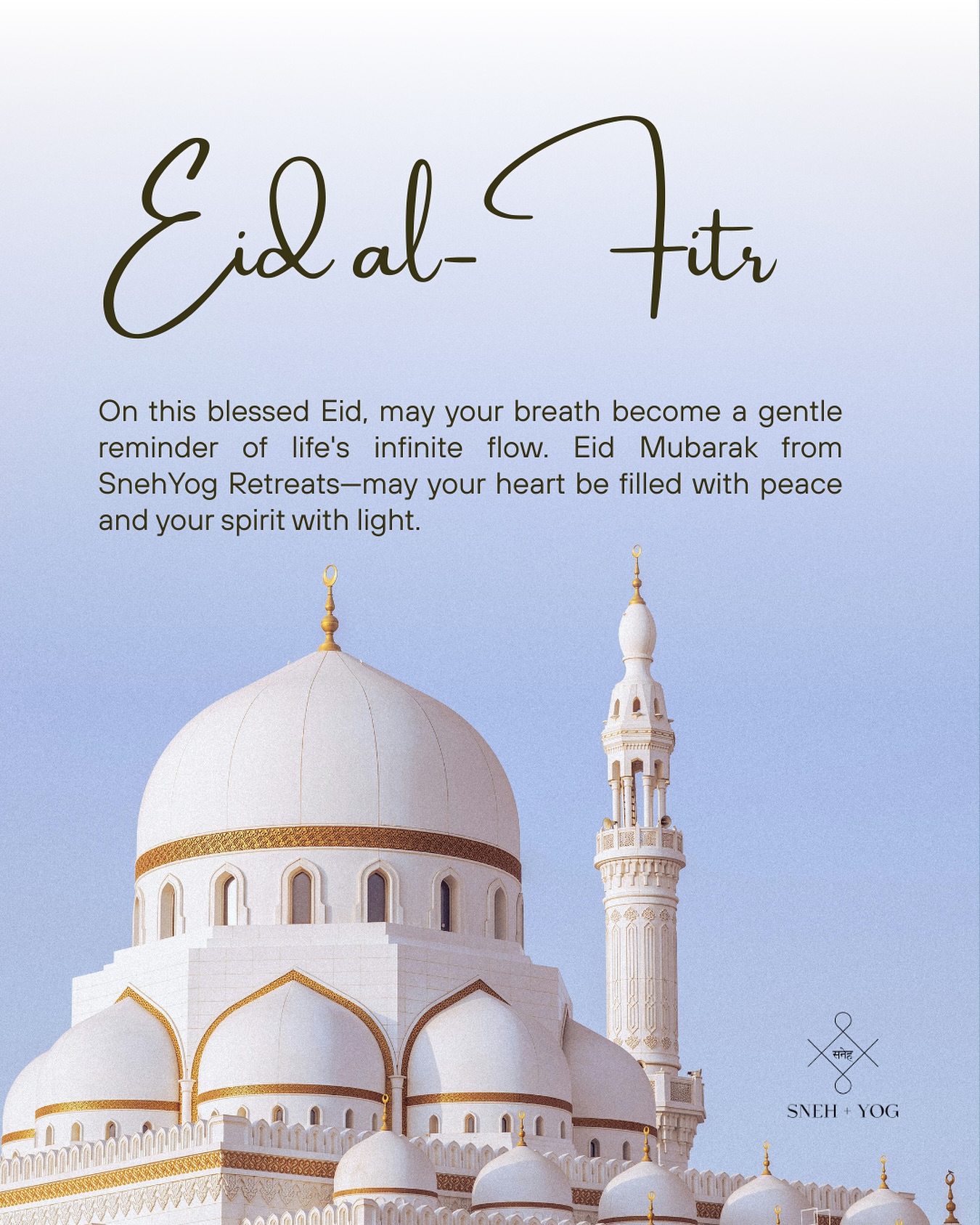 Eid Mubarak! ✨ A time of reflection, gratitude, and togetherness. Just as yoga teaches us unity of mind, body, and soul, Eid reminds us of the beauty of connection—within ourselves, with others, and with the divine. May this day bring peace, joy, and renewal to all.
#SnehYogRetreats
#EidMubarak #UnityInSpirit #InnerPeaceOuterHarmony”