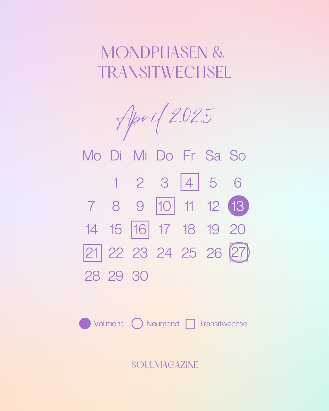 Der neue Mond- und Transitkalender für April ist da 🤗
👉 Lade ihn dir gleich auf unserer Homepage runter oder nutze den Direktlink in den Highlights.
#soulmagazine #transit #transitwechsel #humandesign #mond #mondphasen #energien