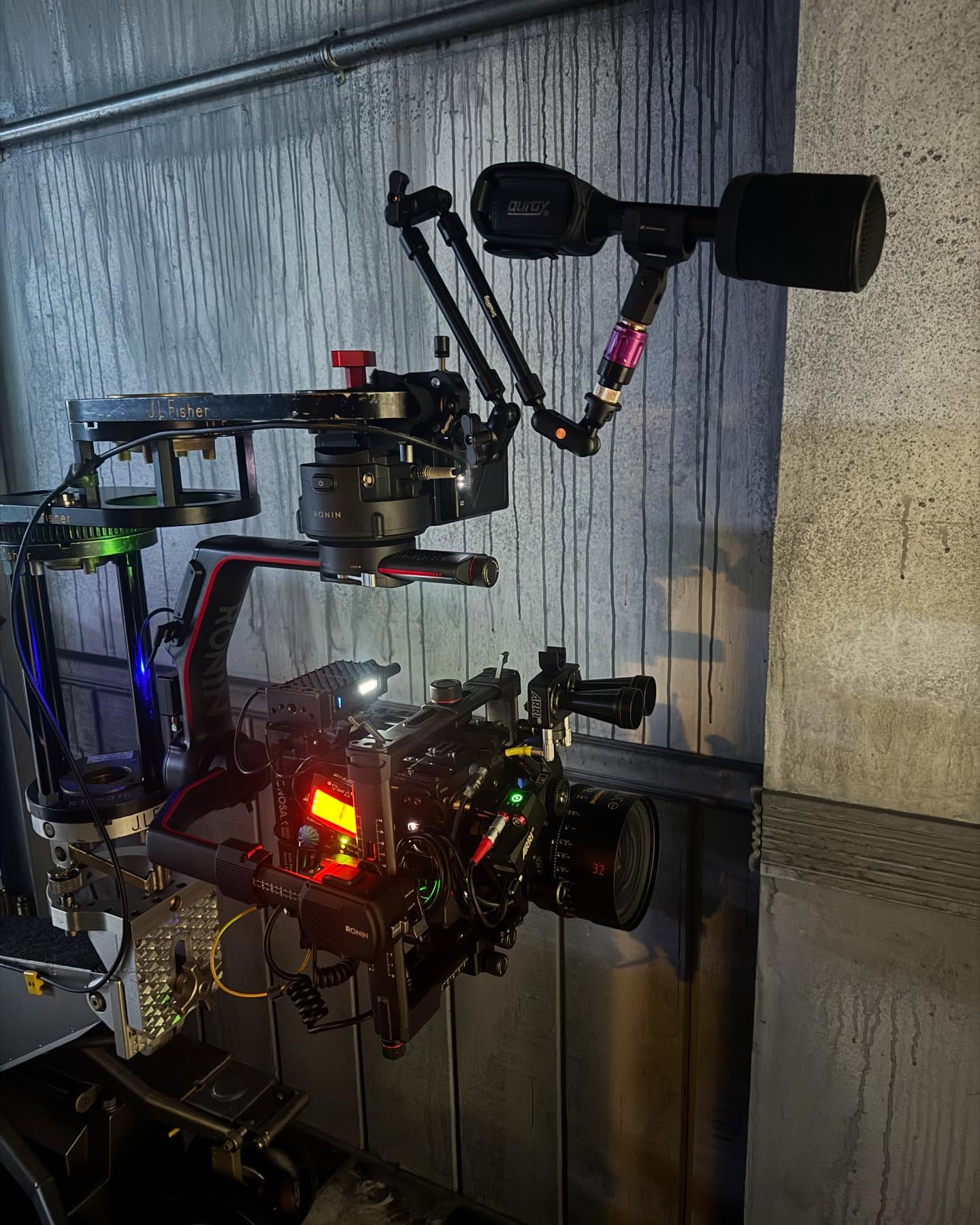 On set with new utility arms for mics…a must have!!!