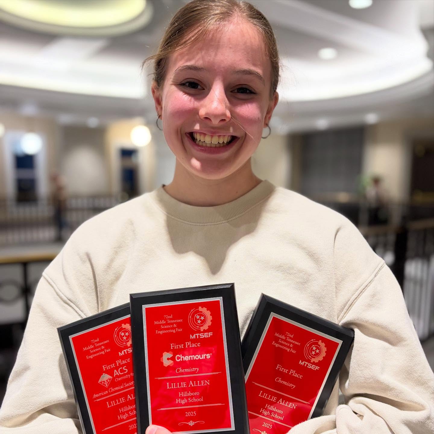 While everyone was else was rooting for FL or Houston, we were cheering on this gal and yep, she came out on top in 3 big Chemistry Categories tonight at the Middle TN Science & Engineering Awards.
•
We cannot say enough great things about @hillsboroisr & @hillsboroib. She definitely didn't get this from me. 😆