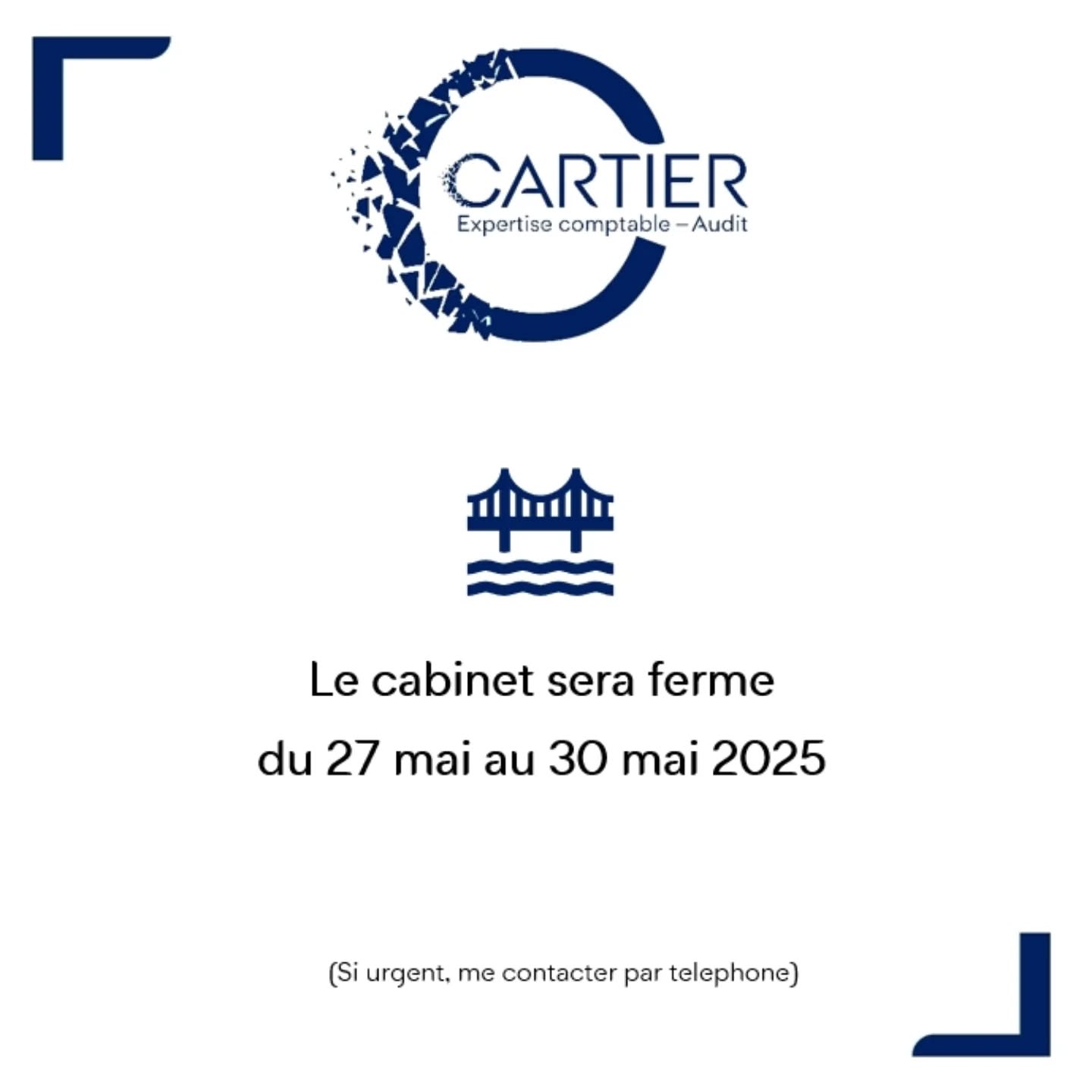 Votre expert-comptable sera en congés du mardi 27 mai au vendredi 30 mai 2025 ! ☀️
#cartierexpertise #madamebnc #holidays