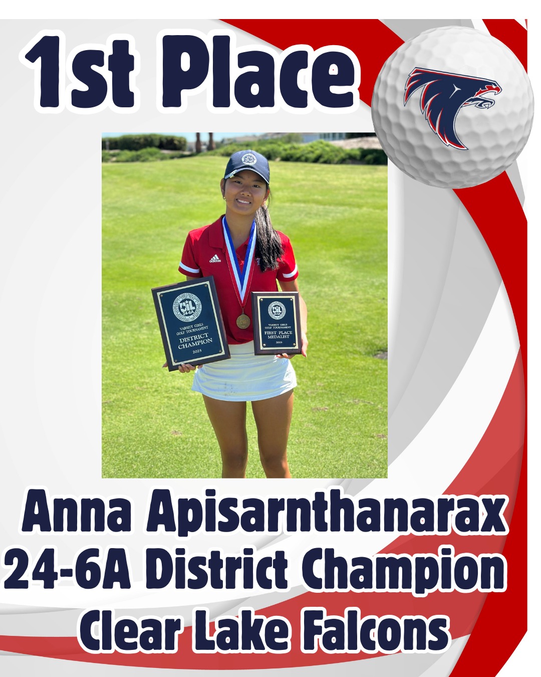 Congratulations to Anna for her 1st place finish in the District tournament!! We are so proud of you. Good luck at Regionals!