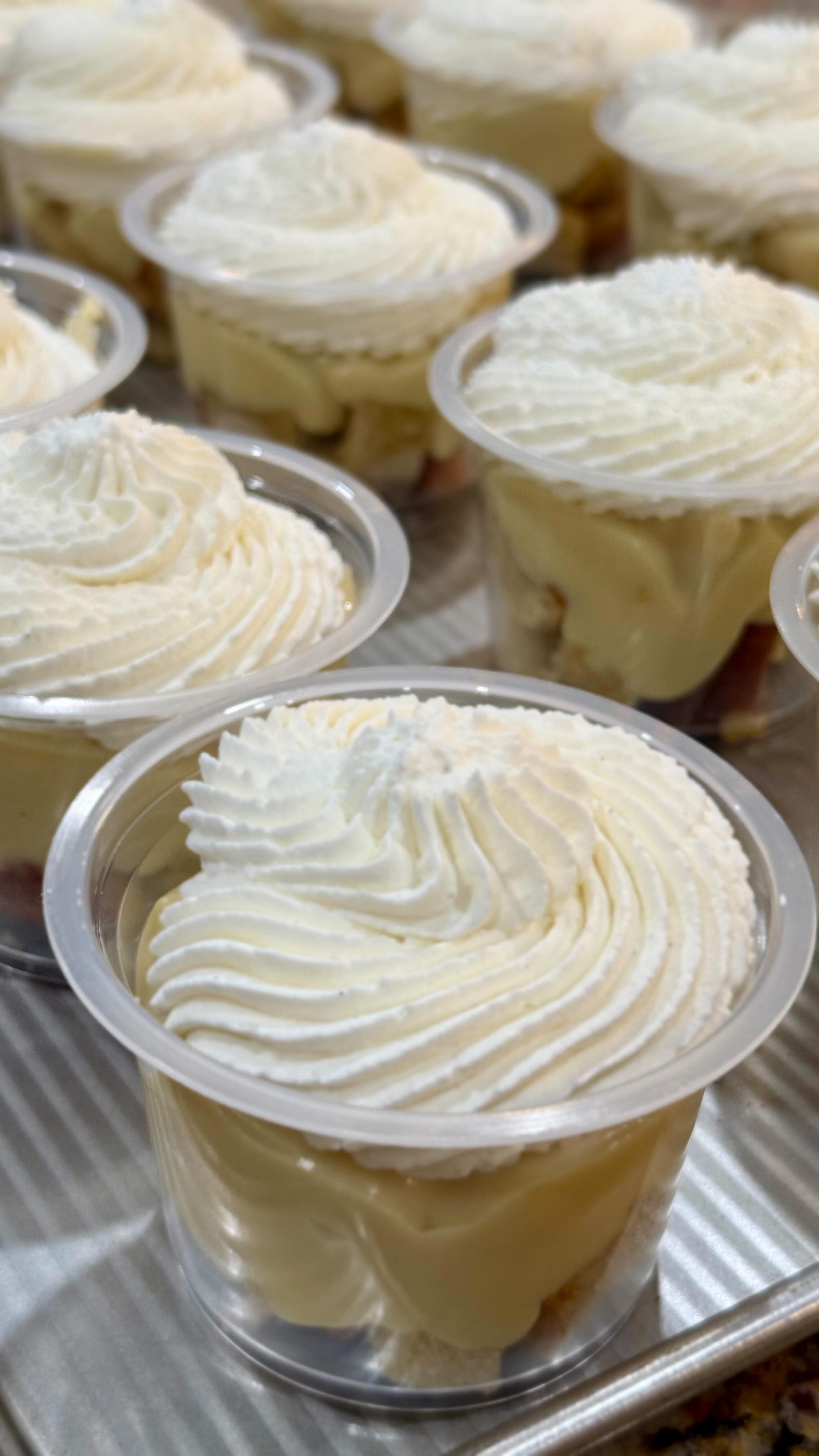 Started with a mise en place and ended with homemade banana pudding cups. These beauties are layered with homemade silky custard, buttery pound cake, organic bananas, and a swirl of freshly made whipped cream. Perfect for a birthday, celebration, Easter Sunday dessert, or just because.
#BananaPudding #HomemadeDessert #WorthEveryWhisk #SmallBatchBaking #Madefromscratch #DessertCups #BakedEdges #Homemade #artisan #baker #selftaught #smallbusiness #cottagefood #llc #heartforhomemade #poundcake