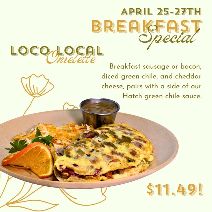 🔥 Breakfast Just Got a Little More Loco! 🌶️🍳
Introducing the Loco Local Omelette from our NEW breakfast menu — packed with sausage or bacon, diced Hatch chilies and cheddar, with a side of Hatch green chile sauce to kick it up a notch. All the flavors us loco locals crave!
On special for only $11.49 this weekend, April 25–27, and only at Porters!
Don’t sleep on this one, Farmington.
#PortersBreakfast #FarmingtonEats