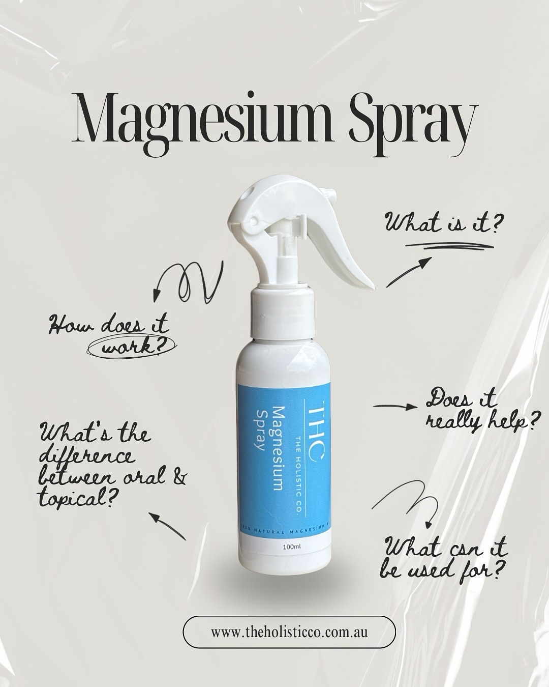 It does WHAT?!💪💦😴🏃
Everything…
Magnesium does just about everything- literally 🤣
For anyone new here at @theholistic.co firstly ~ welcome 😍🫶
During the month of May we will be discussing all things Magnesium 💦
Over the next few weeks I will be diving into what it is, how it works & why it’s important 🙌
FUN FACT: Magnesium Spray is The Holistic Co’s #1 Best Seller🥇
There are many very good reasons for this, so let’s get into them ~
Magnesium May is ON 💦🙌