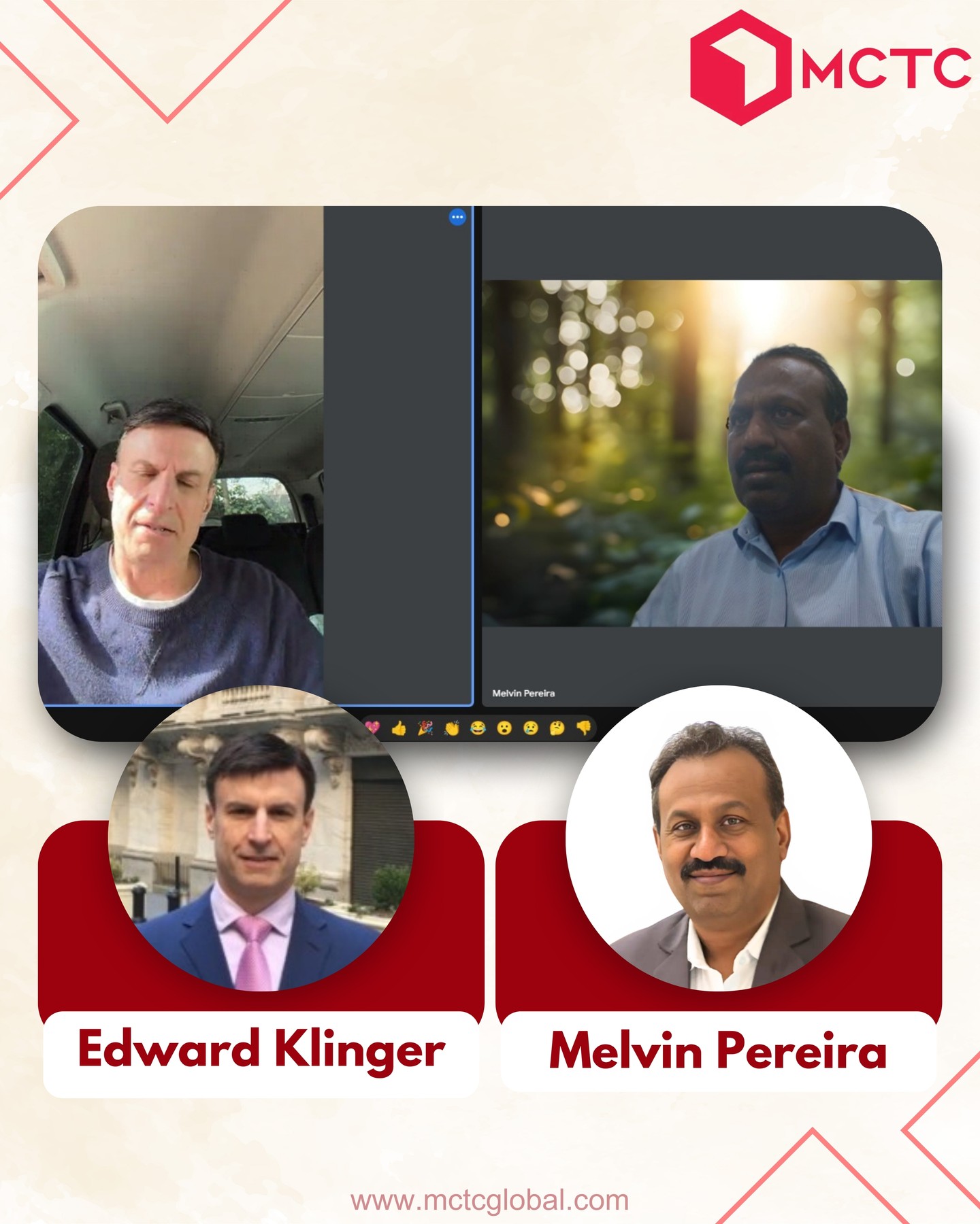 Wonderful meeting with Edward Klinger from the United Kingdom 🇬🇧
Edward is the Founder and CEO of EdwardKlinger. We had a great conversation about ideas, opportunities, and future plans.
At MCTC Global, we’re always happy to connect with inspiring leaders from around the world 🌍
#MCTCGlobal #EdwardKlinger #MelvinPereira #UKBusiness #GlobalConnections #LeadershipTalks #BNI #Habitcoach #Leadershipcoach