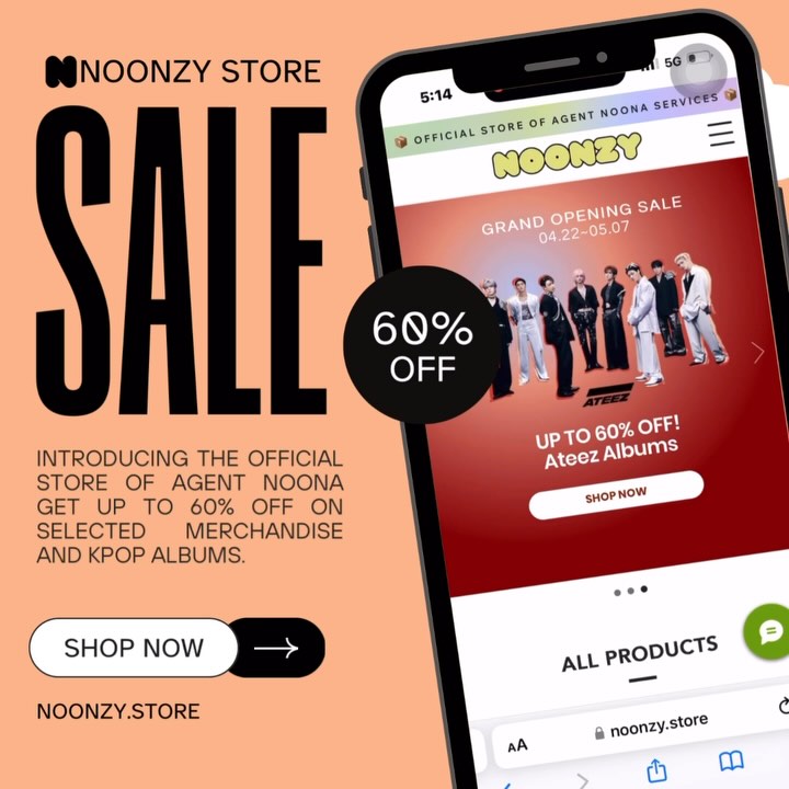 🎉 Introducing Noonzy Store – Official Store of Agent Noona! 🎉
We’re thrilled to launch Noonzy Store, your new destination for shopping all things Korean without needing our Assisted Purchase Service or Buy For Me (BFM) Service. Now, you can shop directly and enjoy our curated selection of in-stock items, pre-orders, and even pick-up orders!
🎉 Take advantage of our opening sale!
Get up to 60% OFF on selected items from April 22 to May 5, 2025! 🛍️
💡 Pro-tip:
Use Agent Noona’s Services to save on shipping costs. Simply use your personal address provided by Agent Noona for your orders to get consolidated, and we’ll ship everything to you all at once!
For other essential recommendations or items you’d love to see in the store, feel free to suggest! We’d love to include them for you.
Don’t miss out — head over to Noonzy Store and start shopping today!