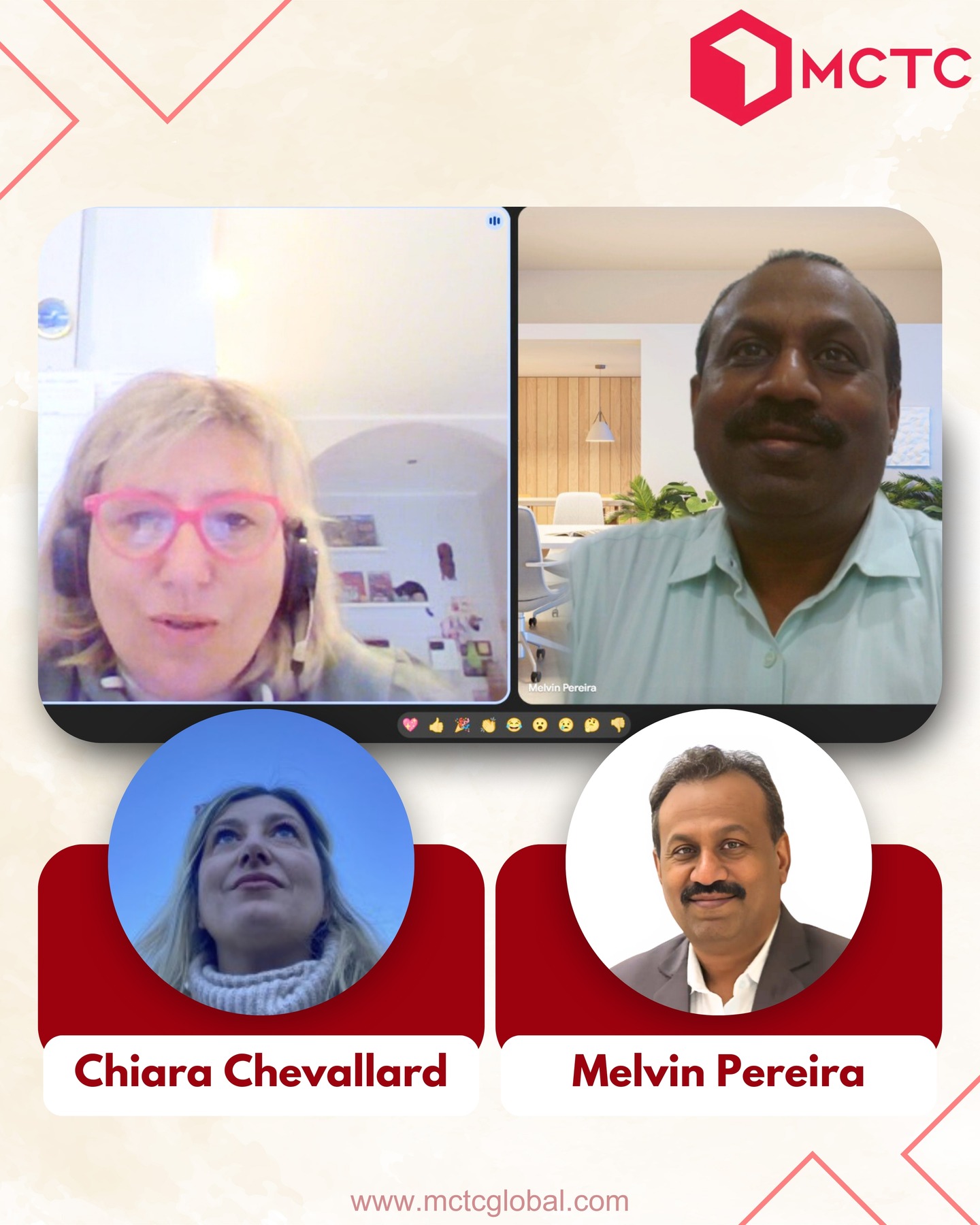 Insightful interaction with Chiara Kiki Chevallard from Italy.
Chiara is a Corporate Trainer & Wellbeing Consultant, empowering individuals and organizations through a holistic approach to achieve lasting balance and performance.
At MCTC Global, we value meaningful global conversations that lead to impactful partnerships.
#MCTCGlobal #MelvinPereira #ChiaraChevallard #CorporateTrainer #WellbeingConsultant #ItalyConnections #LeadershipAndWellness #GlobalNetworking #HolisticSuccess #Habitcoach #Leadershipcoach