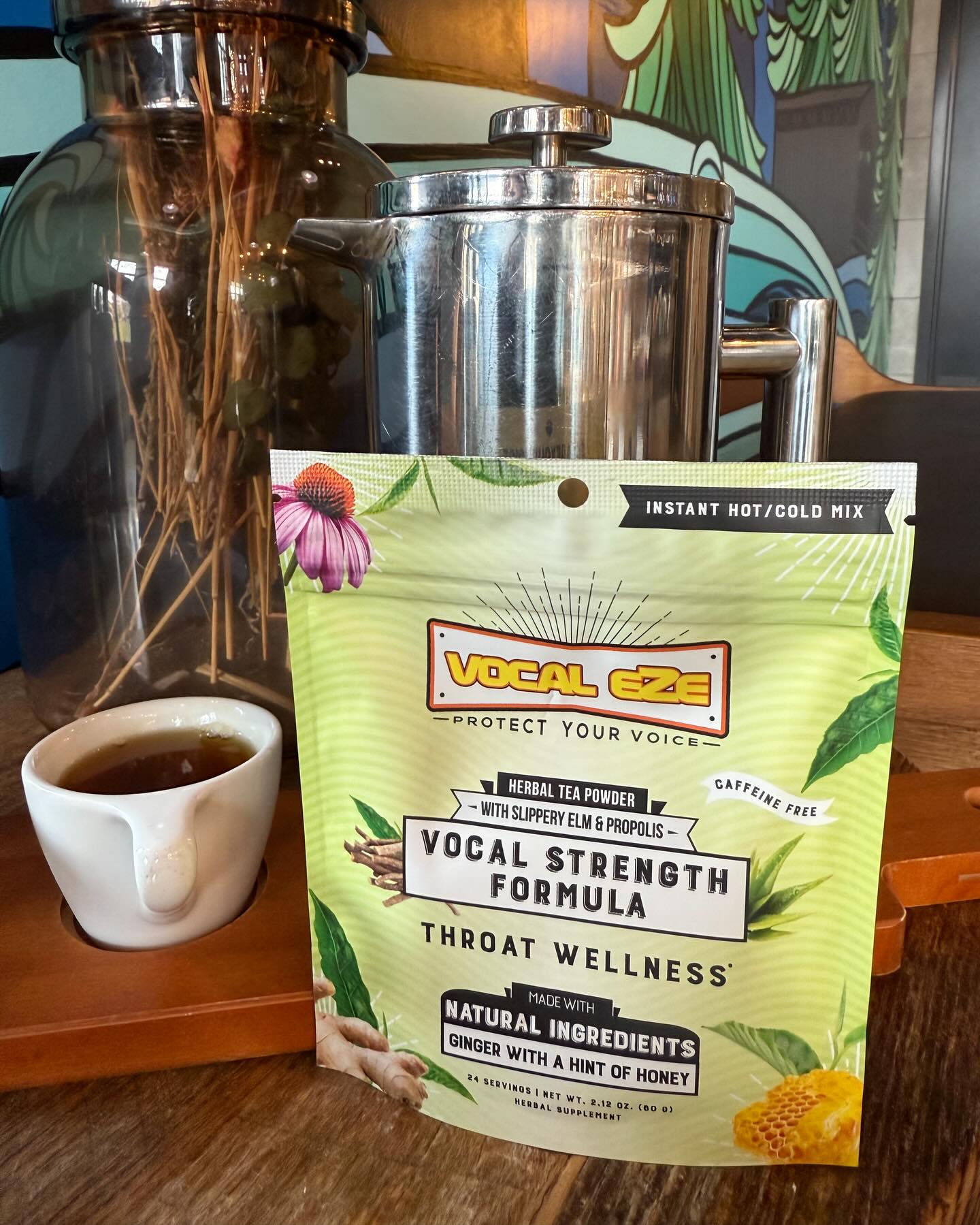 The wait is over 🥳🥳🥳!
.
It’s here! The @vocaleze Tea Powder Blend! That’s right 👉🏼 a VOCAL STRENGTH formula based on our signature throat spray, put in a potent powder form for you to enjoy hot or cold, soothing your throat with every sip ☕️!
.
We didn’t stop there though - we added an additional special ingredient 🌱 to get the job done in soothing, coating and lubricating tired and sore voices…SLIPPERY ELM!
.
Vocal wellness in a pouch that you can count on, every single day, because your voice matters 🗣️💛. GET IT TODAY!
.
.
.
#vocaleze #gingerroot #sorethroat #cough #slipperyelm #voicecoach #voicelessons #vocaltraining #voiceteacher #teatime #throatspray #voicetips #singingtips #naturalremedies #singersongwriterproducer #studiolifestyle #tourbus #greenroom