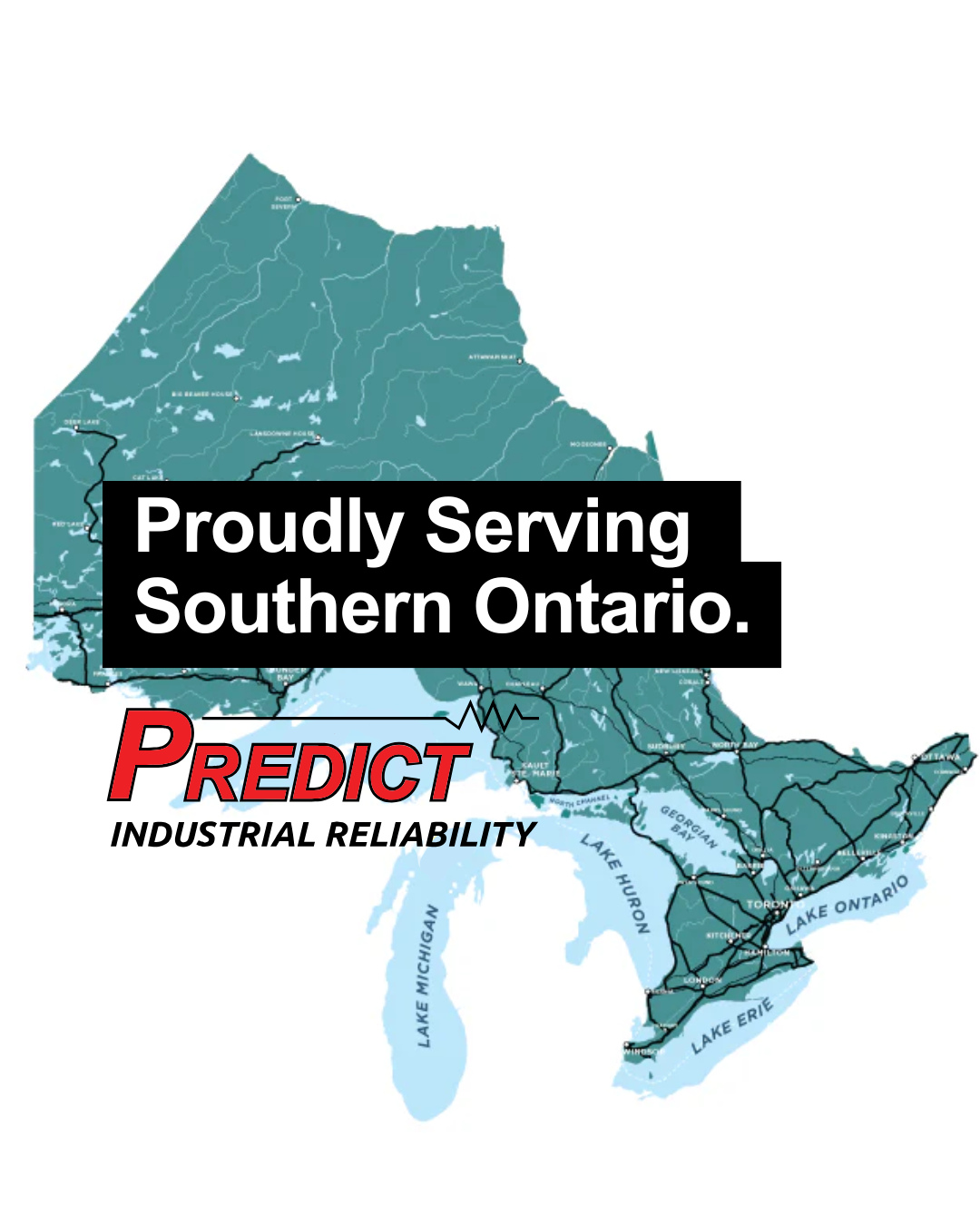 We are proud to say that we are here to serve the majority of Southern Ontario including the GTA all the way down to Niagara for all of your industrial reliability needs. Maintenance reports including:
Vibration Analysis
Oil Analysis
Infrared Scanning
Balancing
NDT Inspection
Laser alignment
We're here for you. Contact us at Predictind.com
