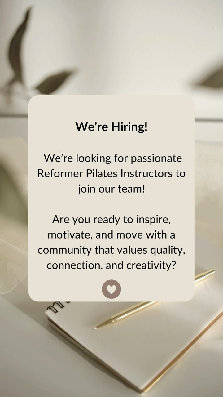 We’re Hiring!
We are looking for you if you are passionate Reformer Pilates Instructor 🤗 Come to join our team!
Are you ready to inspire, motivate, and move with a community that values quality, connection, and creativity?
Who we’re looking for?
Certified Reformer Pilates instructors
Passion for helping people move better and feel stronger
Positive, professional, and welcoming attitude
Ability to deliver dynamic, safe, and inclusive sessions
What we offer?
Small group class environment
A supportive, passionate team
Opportunities for growth and development
Flexible class times available , let’s find what works best for you!
Interested?
Email us info@somamovement.uk or DM us for more details! We would love to hear from you 🥰
Let’s move, teach, and grow together.
#WeAreHiring #PilatesInstructor #ReformerPilates #PilatesJobs #SomaMovementStudio #manchesterpilates #manchesterpilates