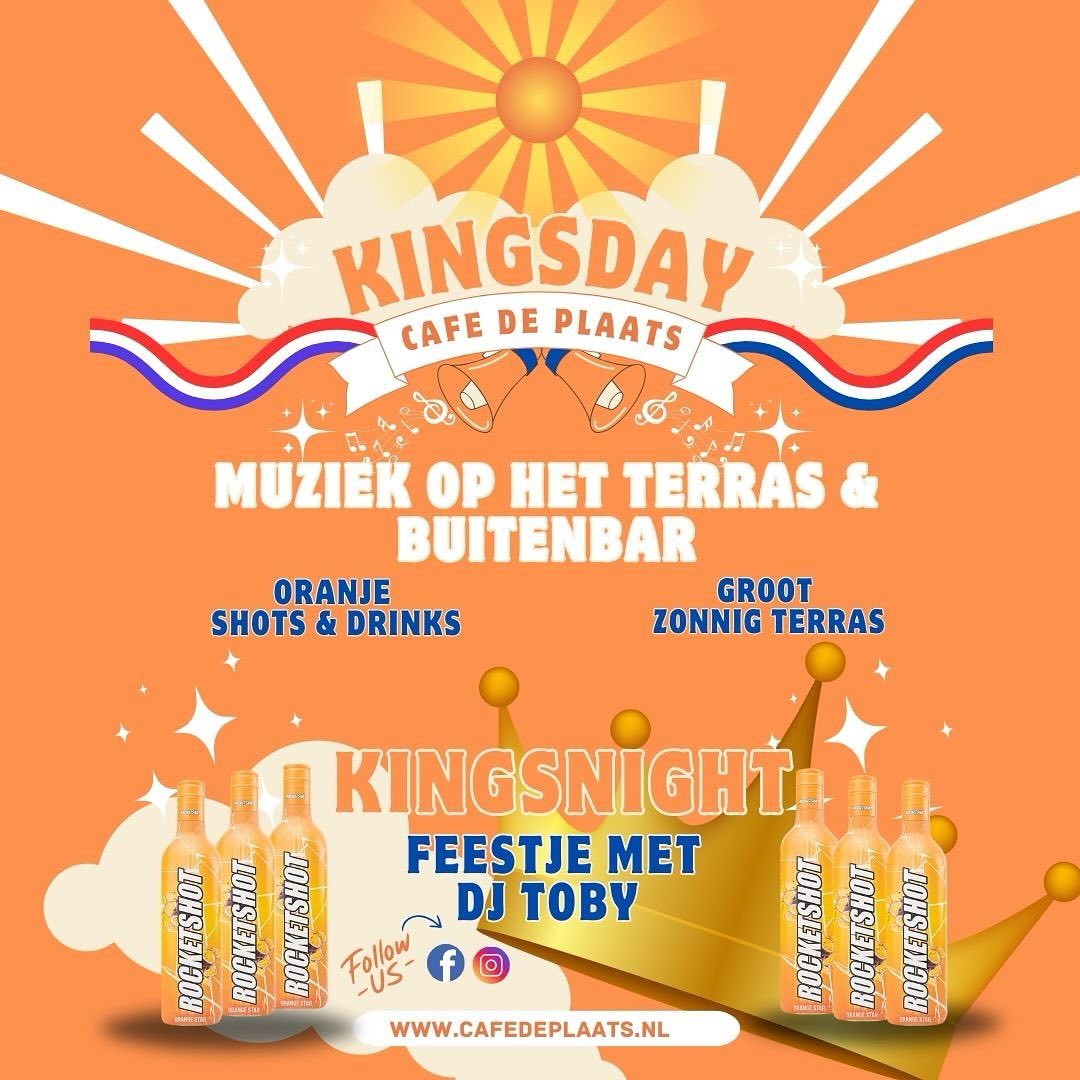 🔸🔸 KINGSNIGHT 2025 🔸🔸
Een koninklijk feestje op de vrijdagavond? Reken maar van yes! De oranje shots staan koud, de sfeer is oranje en onze vriend DJ Toby knalt de lekkerste hits door de speakers! Kom op tijd en dans het weekend in! 🟠
🧡KINGSDAY 2025🧡
Ons terras is open vanaf 10.00 uur – begin je Koningsdag goed met een lekkere oranje tompouce en koffie. Daarna lekker borrelen in de zon op ons grote zonnige terras. Wij zorgen voor de muziek🎶, jullie voor de gezelligheid.🥂🍻
Vier Koningsdag met ons zoals het hoort! 🇳🇱
#cafedeplaats #koningsdag2025 #terras #borrel #koffie #feestje #oranjedag