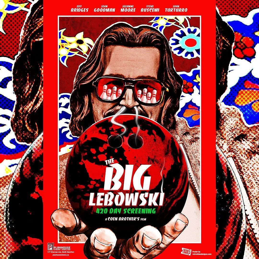 Get your bowling balls out and order yourself a White Russian cocktail because this 420 is going to be sweet man. Extremely pleased to show my new poster collaboration with the cool dudes over at @playhousecinema and @princesscinemas . Get your tickets now and don’t forget to pick up one of my posters and tag me. #biglebowski #coenbrothers #jeffbridges #johngoodman #stevebuscemi #johnturturro #juliannemoore #whiterussian #bowling #420