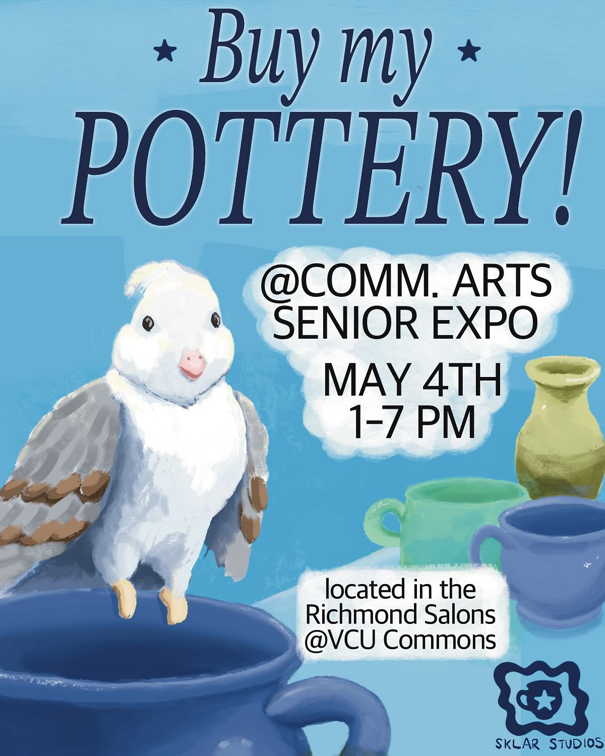 Iโll be selling my pottery at the Comm Arts Senior Expo!! Hosted by @casabvcu , the expo will be held in the Richmond Salons at the Commons. Iโll be selling on May 4th from 1-7pm. Swipe to see a map!
will I see you there?