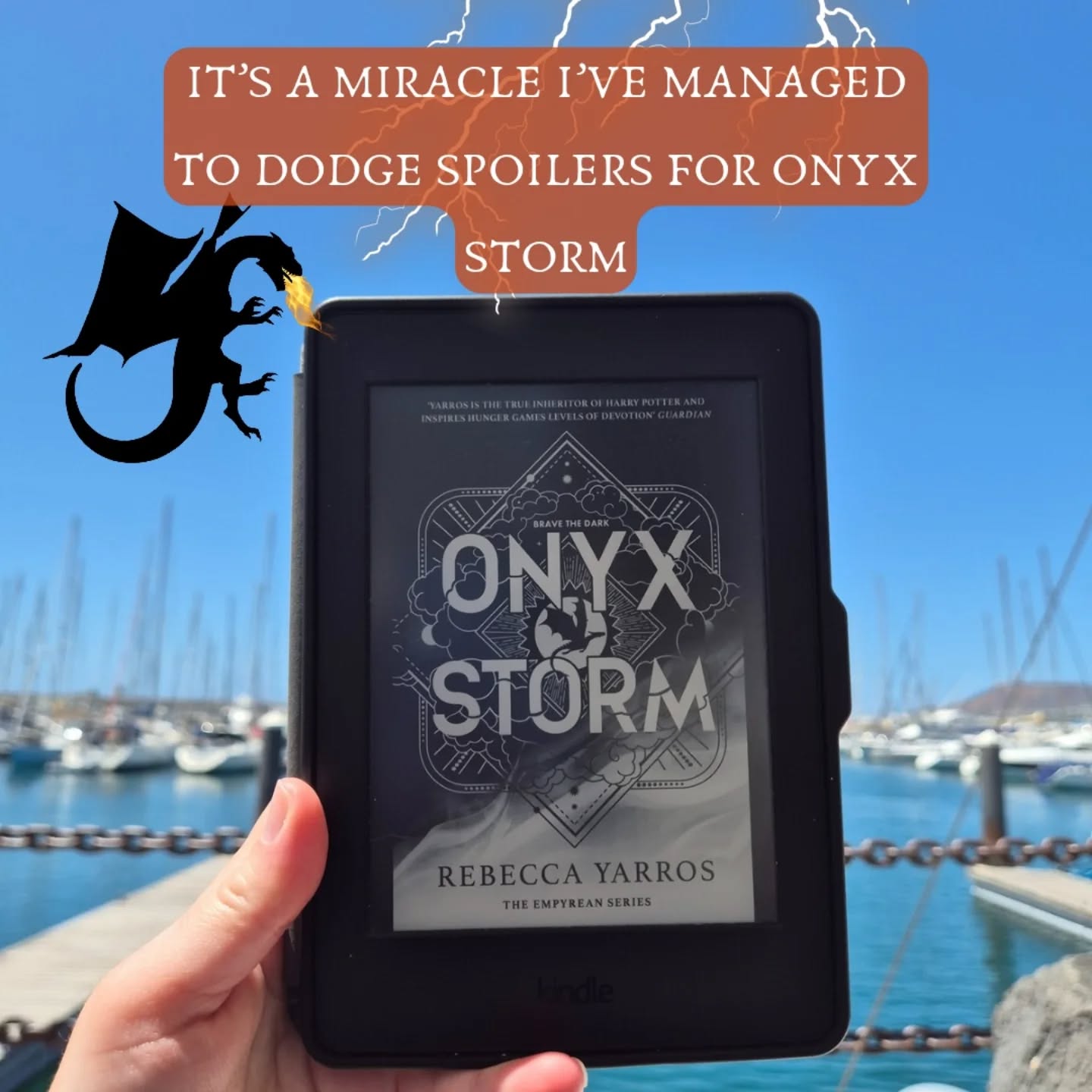 It's truly a miracle that I have been able to dodge the spoilers for Onyx Storm, holding out long enough to keep it for my first read on holiday 🏖
I'm a big fan of the Empyrean series 🔥absolutely devouring fourth wing and enjoying iron flame but I was crossing my fingers Rebecca yarros would produce another book that will keep me reading till 2am 👀 too hooked to be able to put it down.
And she did it. I love Onyx Storm, probably more than iron flame. It doesn't feel like a filler book, and I can’t wait for book 4 📖✨️
If anyone has still been holding out on this series I'd highly recommend it's an easy fantasy book to lose yourself in with an amazing female main character, gorgeous morally grey love interest 🖤 and some very interesting side characters who you will fall in love with plus dragons ( I've got a soft spot for grumpy Tairn)
I think my favourite of the series is still Fourth wing, but I'd give this book a solid…
⭐️⭐️⭐️⭐️ out of 5 🔥
Which is your favourite book in the series so far? 😊