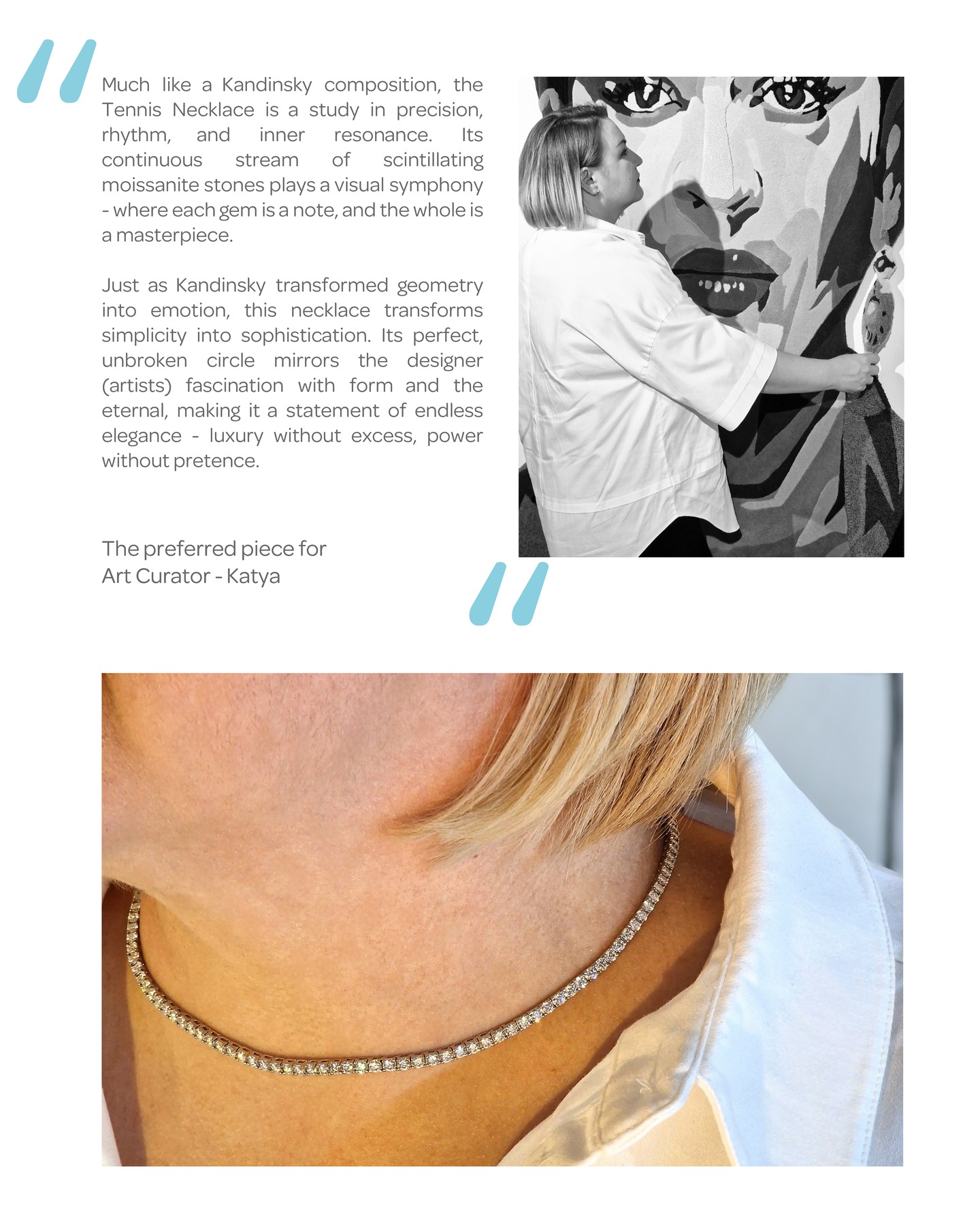 Jewellery as Art | Choice of Katya | Inspired by Kandinsky
In ode to World Art Day.
Drawing inspiration from Wassily Kandinsky’s iconic work, Yellow, Red, Blue, this necklace selected by Art Curator - katya_art_dubai brings together the dynamic energy of yellow, red, and blue into one refined piece. Just as Kandinsky masterfully juxtaposed colors to evoke distinct emotions, the Oralis Tennis Necklace blends brilliance and contrast - draping elegantly around the neck, it mirrors the harmony between vibrant energy and calming sophistication.
A tribute to the art of geometry, balance, and color.
1: Katya’s Choice
2: The Tennis Necklace
3. Katya’s Curator Inspiration
#WorldArtDay #Art #Artist #Artwork #Oralis #OralisJewels #LuxuryWithMeaning #SustainableElegance #EthicalJewellery #Dubai #DubaiLiving #Moissanite #Jewellery #LuxuryLiving #Luxury #diamondjewellery #moissanitejewellery #tennisnecklace #necklace #diamondnecklace #pendant #diamondpendant