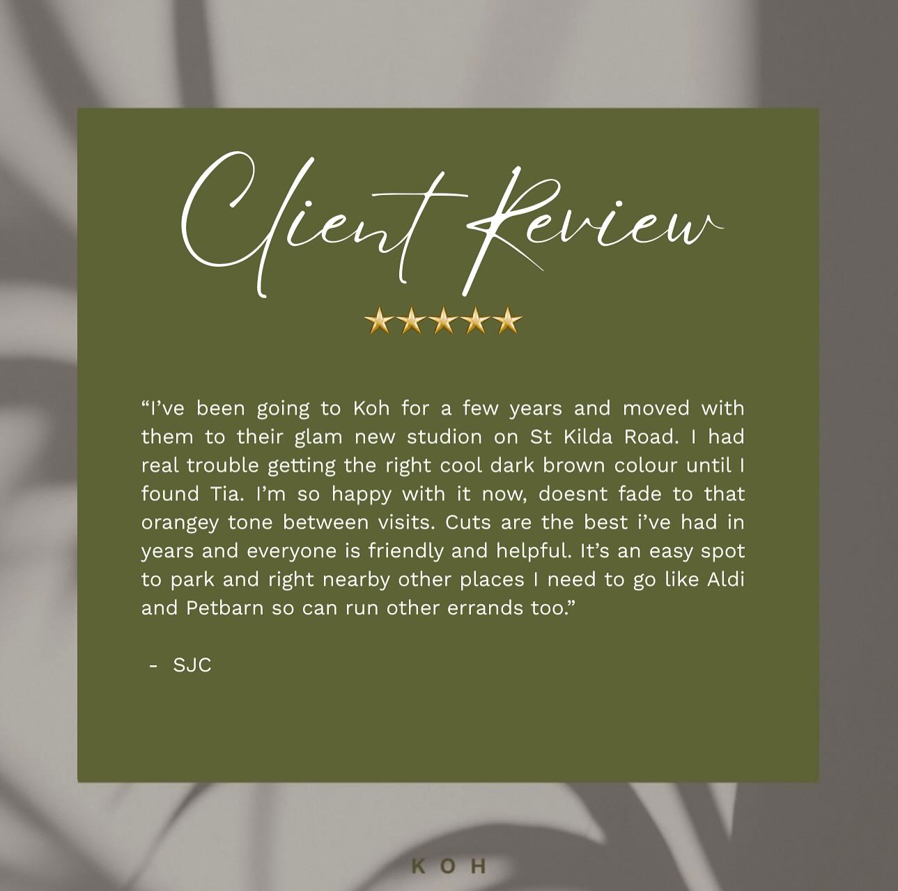 Thanks for your wonderful feedback and kind words about Tia and our team 💫
#GoogleReview
@tia_kohsalon