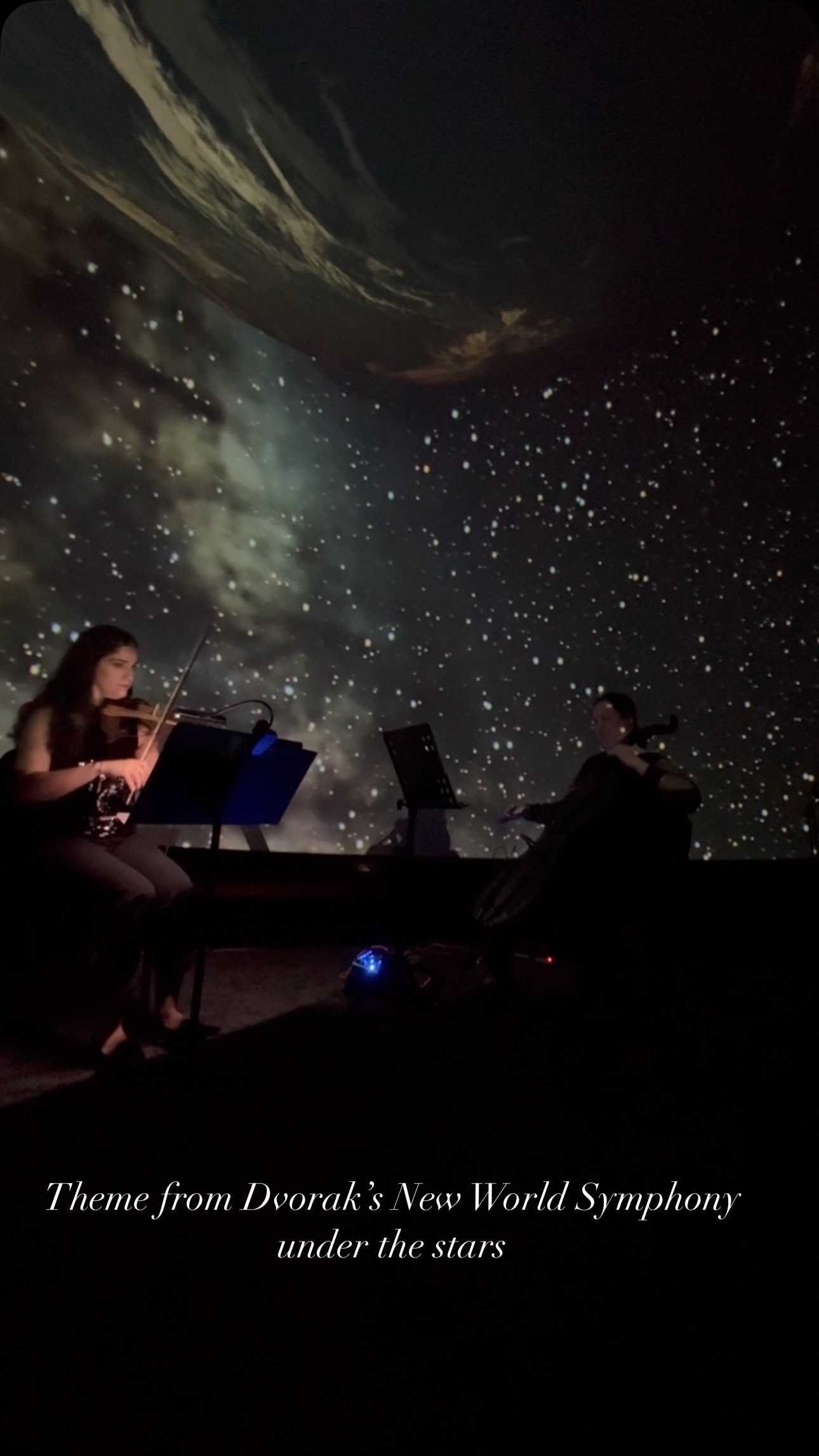 A little sound check moment from the @utaplanetarium with @naseemita 🌌🎻