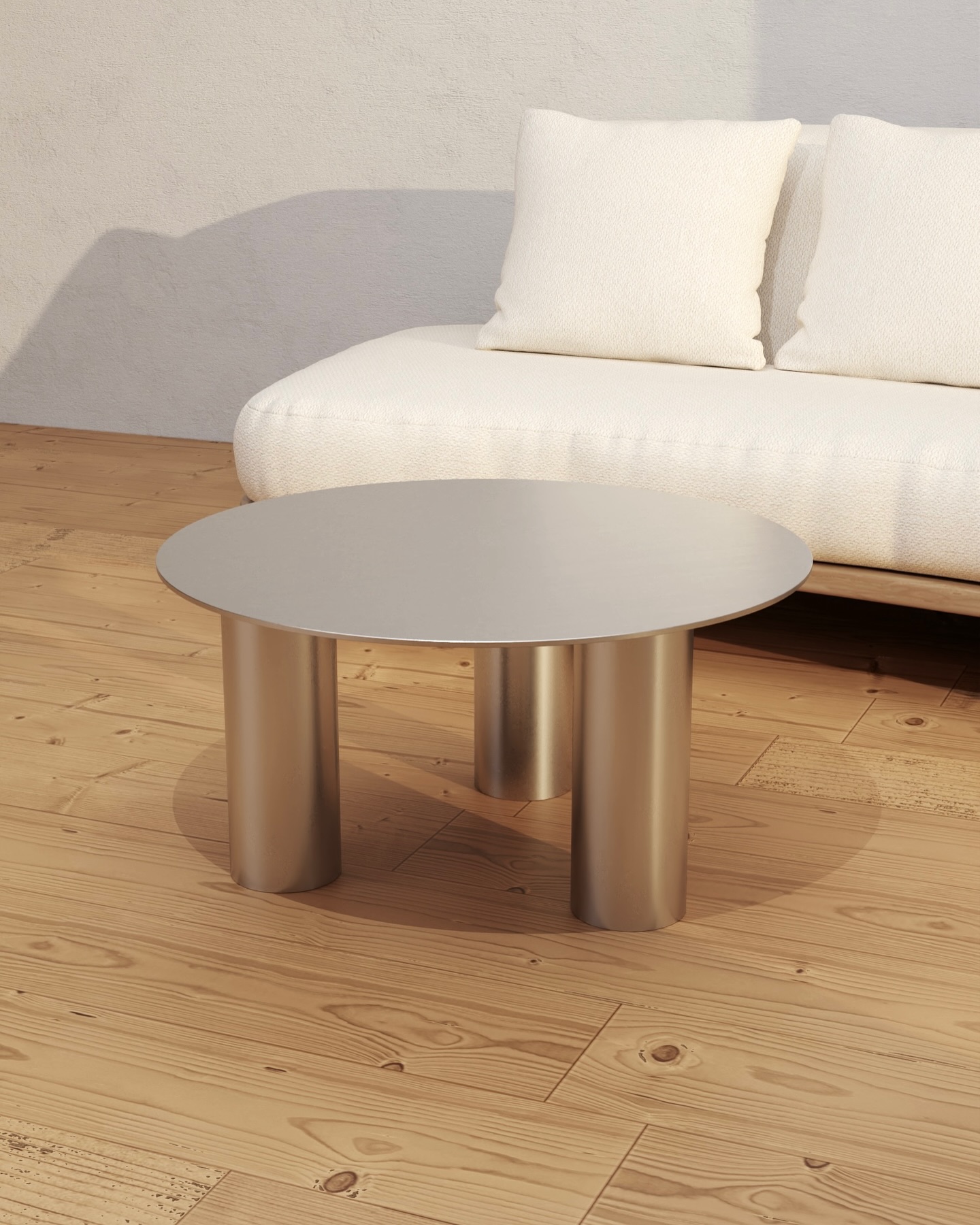 Siena coffee table concept in raw aluminium,