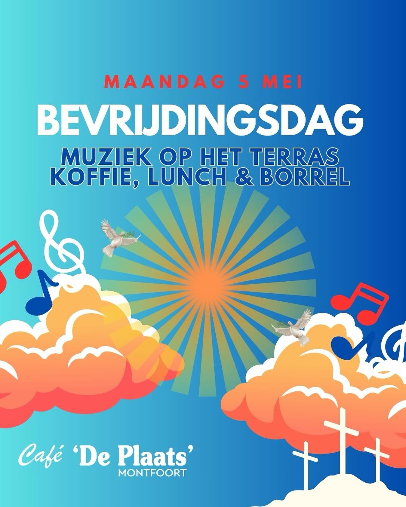 Heerlijke Bevrijdingsdag bij Café de Plaats! ☀️
Kom gezellig langs voor een terrasje vanaf 11:30 uur, met een lekker drankje & muziek 🎶🍻. Wij zijn 7 dagen per week geopend, maar op Bevrijdingsdag extra gezellig! Tot maandag! 😎
#CaféDePlaats #Terras #Muziek #Gezellig #MaandagVibes