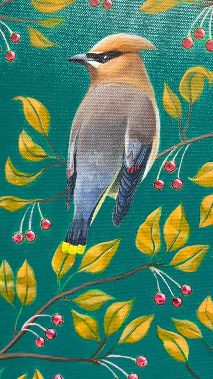 Emily Bunnell
Dinner with Friends, 2023
Acrylic on canvas
20 x 24 x 1.5 in
“…my two paintings, Dinner with Friends and Born Under Blossoms, are inspired by individual bird families I’ve come to know that return to my yard annually to nest and feast,” says Emily Bunnell. “The stories behind both pieces is about these very birds, not as symbolic species, but specific summer neighbors, with their quirks and preferences I have come to count on and look forward to observing. ”
.
.
.
#lapincontemporary #artgallery #artintheberkshires #contemporaryart #emilybunnell #acrylicpaintings #painting #acryliconcanvas #botanicalart #floral #floralart #insectart #illustrationart #northadamsgallery #berkshires #berkshiresma #emergingartists #moderninterior
