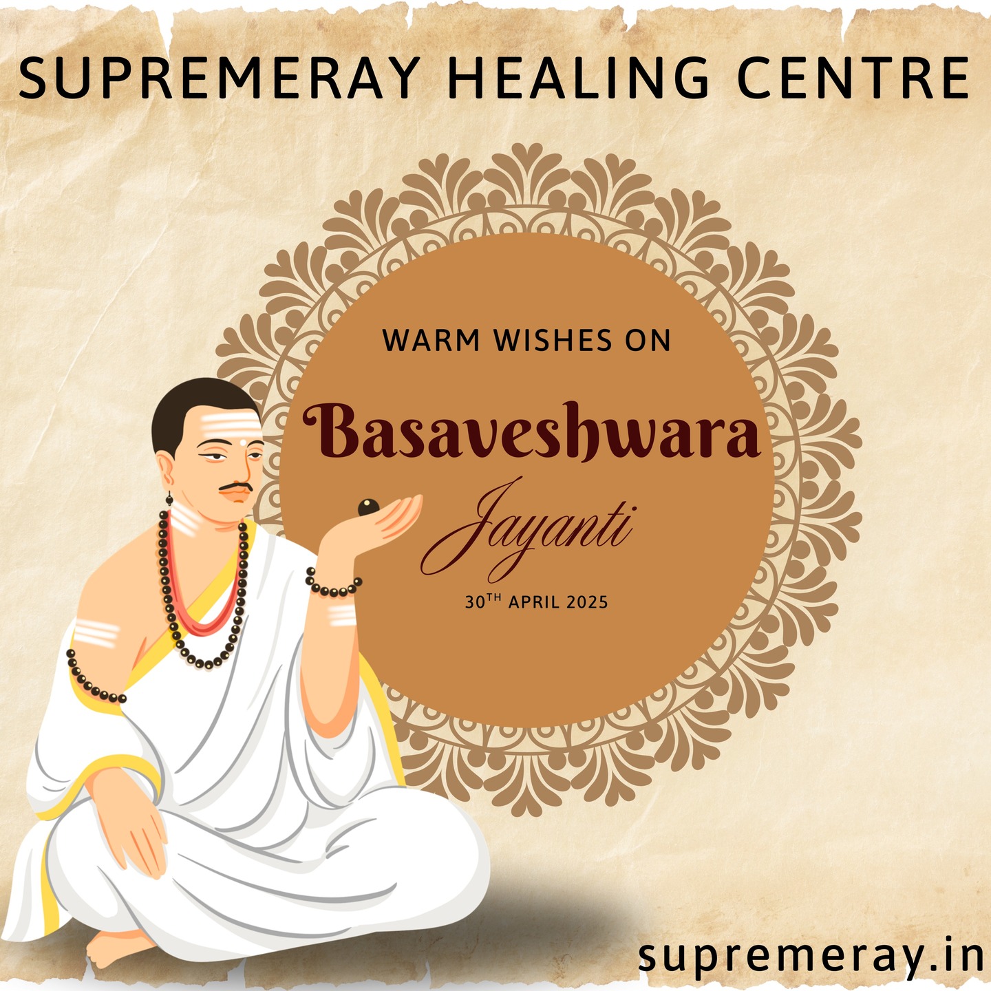 🙏 Basaveshwara Jayanti Wishes 🙏
On this sacred occasion of Basaveshwara Jayanti, we remember the great saint and philosopher Basavanna, whose teachings continue to inspire truth, equality, and inner awakening.
May his wisdom guide us towards a life of compassion, clarity, and spiritual growth.
Let us walk the path of self-realization and healing – where mind, body, and soul unite in harmony.
– Supremeray Healing Centre, Bangalore
🌿 Reiki | Holistic Healing | Spiritual Wellness
#BasaveshwaraJayanti #Basavanna #SpiritualHealing #ReikiHealing #SupremerayHealingCentre #InnerPeace #HealingJourney #BangaloreHealingCenter
