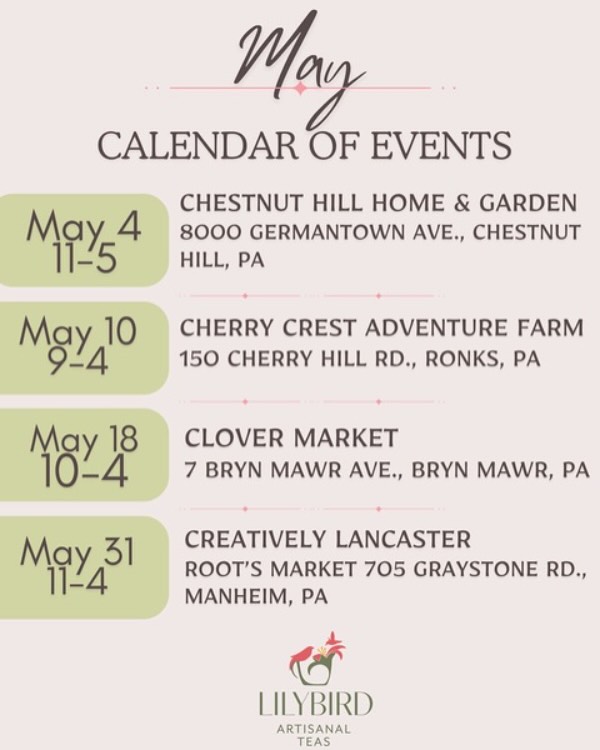 May is packed with new events for us! Iโm super excited to bring Lilybird goodies to these awesome venues. I hope to see some of you there!
