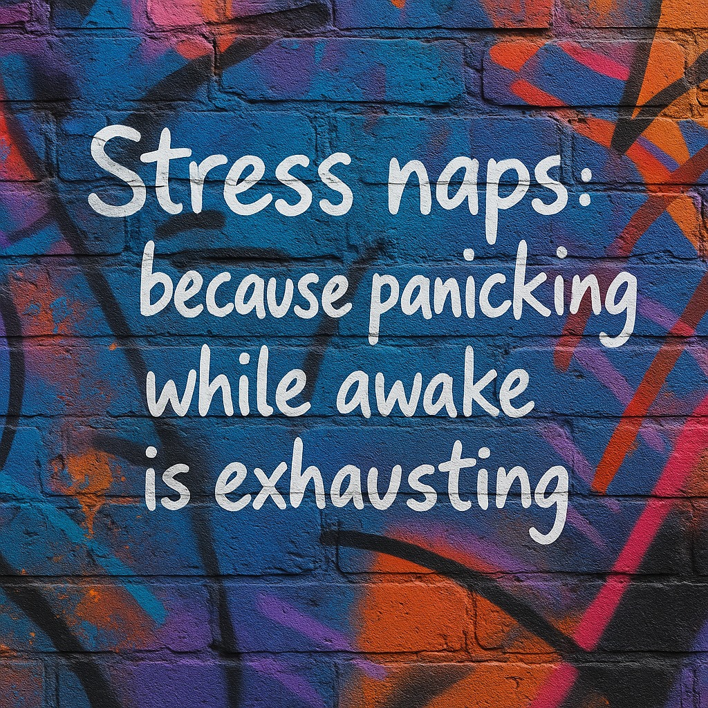 Stress naps: not all heroes wear capes, some just pass out from overthinking. 😅🛌Rest when you need. Hustle after.
#StressNaps #SelfCare #GraffitiWisdom