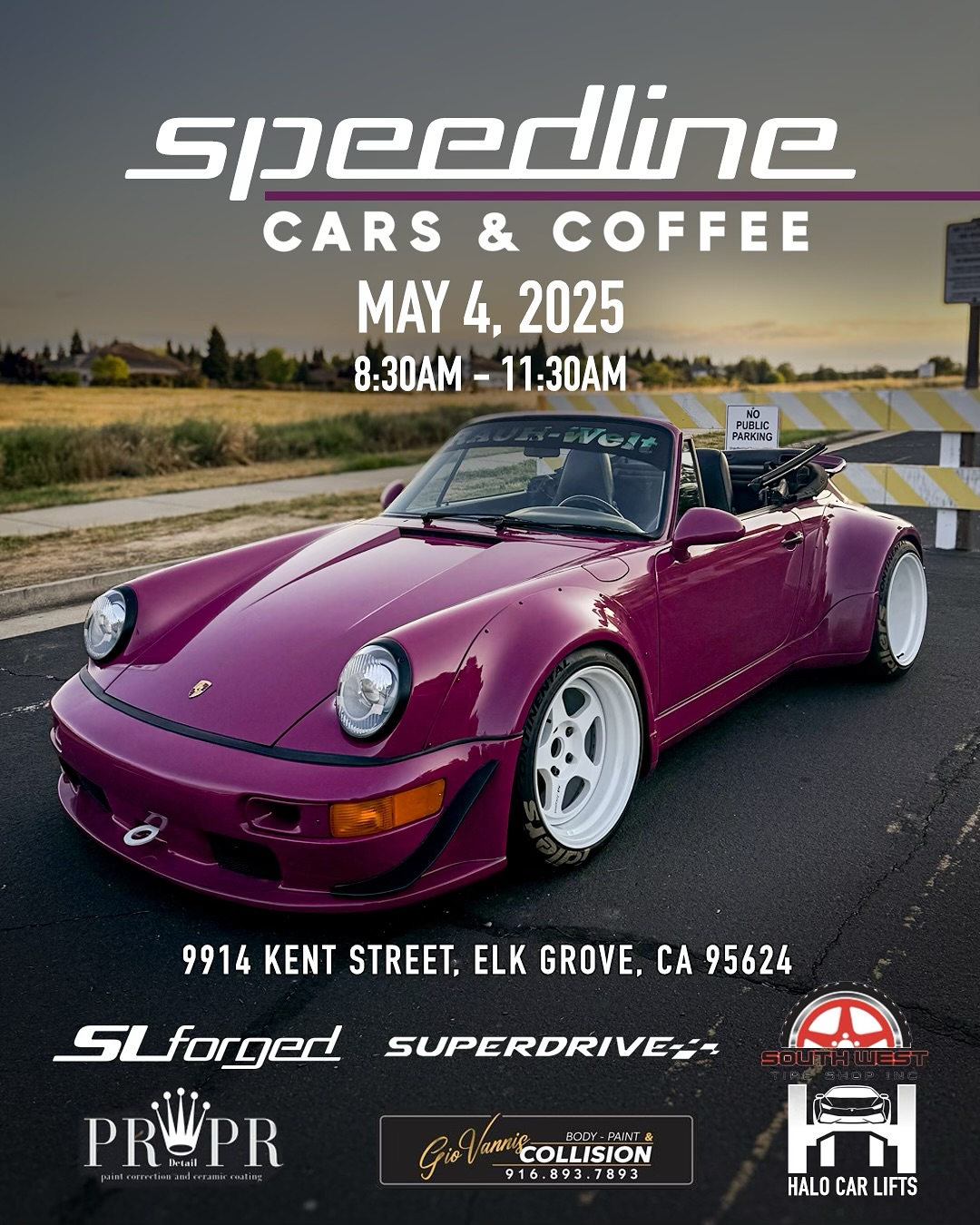 Join us tomorrow for speedlines cars and coffee. Come check out the rwb and grab some swag. See you there!