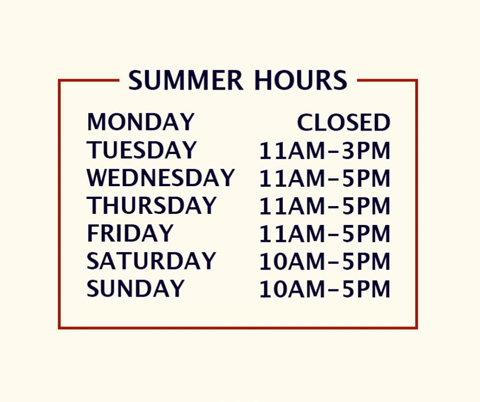 HORAIRES D’ÉTÉ ☀️
Lundi - Fermé
Mardi - 11h-15h (bientôt 17h!)
Mercredi - 11h-17h
Jeudi - 11h-17h
Vendredi - 11h-17h
Samedi - 10h-17h
Dimanche - 10h-17h
La crème glacée commence jeudi 🍦🧡
#maisongorchon #deli #stanstead
