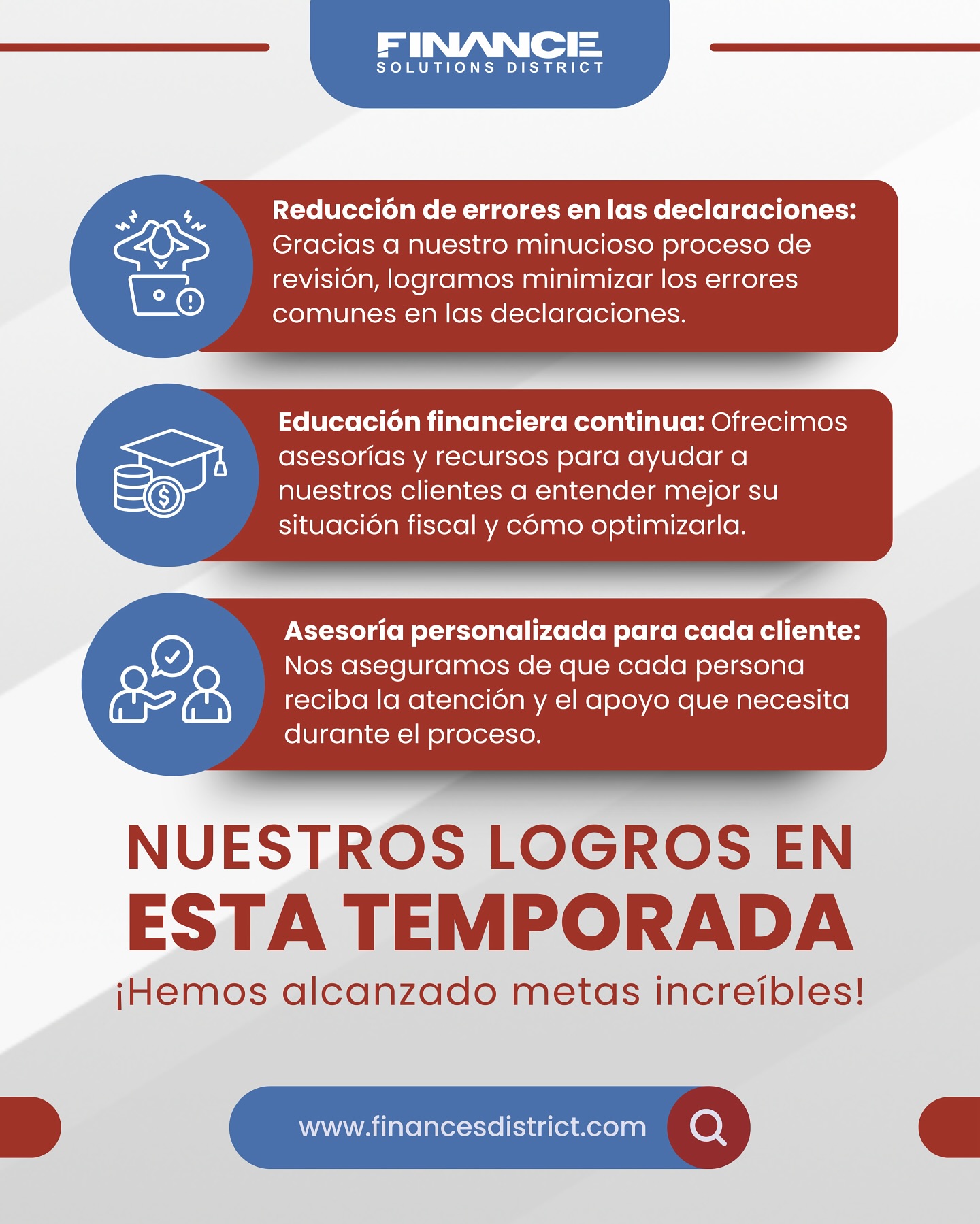 🔢 Más que números, somos un equipo dedicado a tu éxito financiero🔝
En Finance Solutions District nos aseguramos de que cada cliente reciba la atención y el apoyo que necesita💪🏻
Nuestro minucioso proceso de revisión, la educación financiera continua y la asesoría personalizada son la clave de nuestro éxito✅
¡Gracias por formar parte de nuestra comunidad🙌🏼
.
.
.
#clientes #atencionalcliente #finanzas #apoyo #financesolutionsdistrict