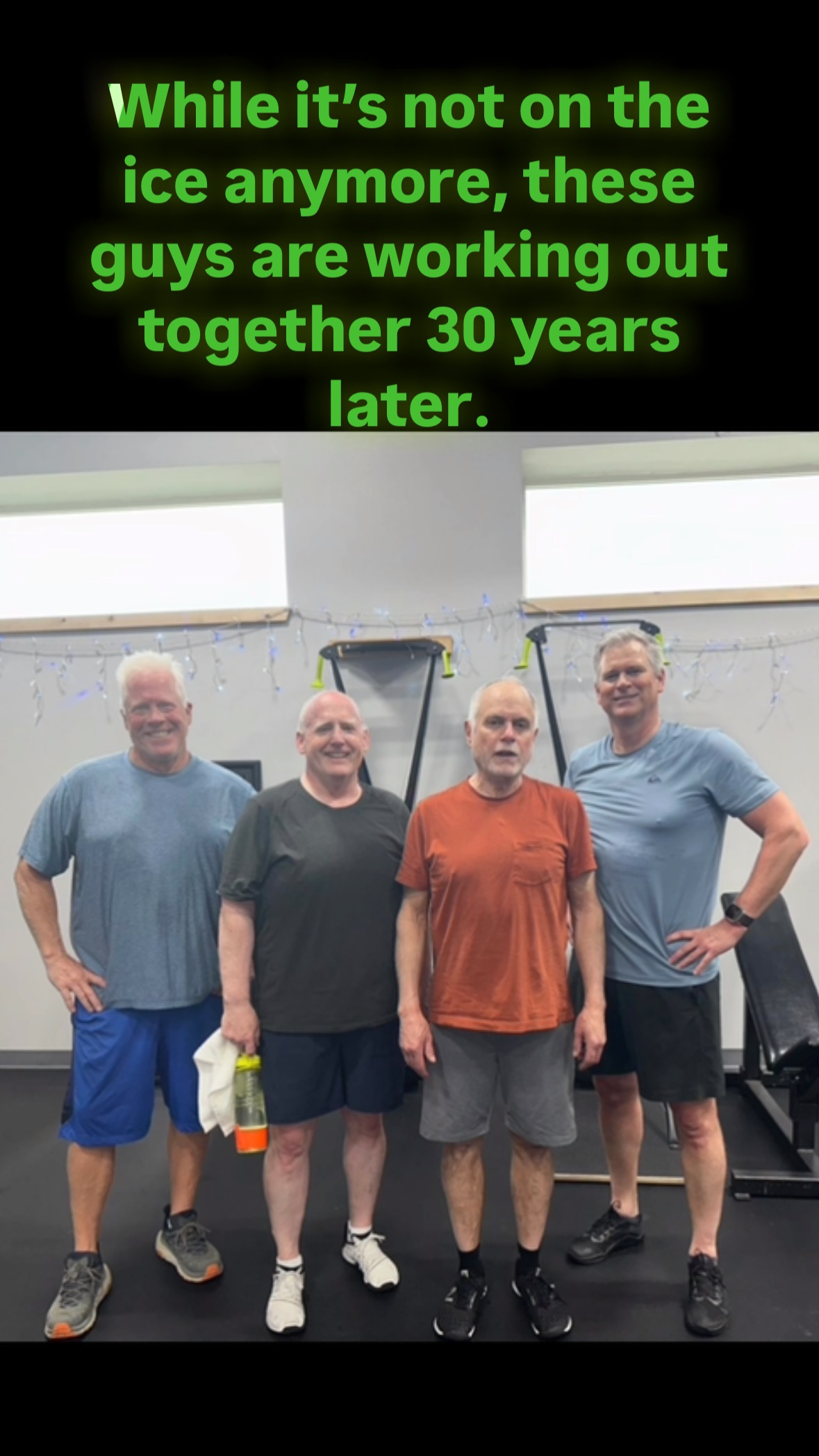 How cool to be training with your old hockey buddies from 30 years ago! 💥 What a fun group; working hard and keeping up their strength. 💪 #tailormade4me #oldmangainz #strength #alaskalife #hockey #fairbanks