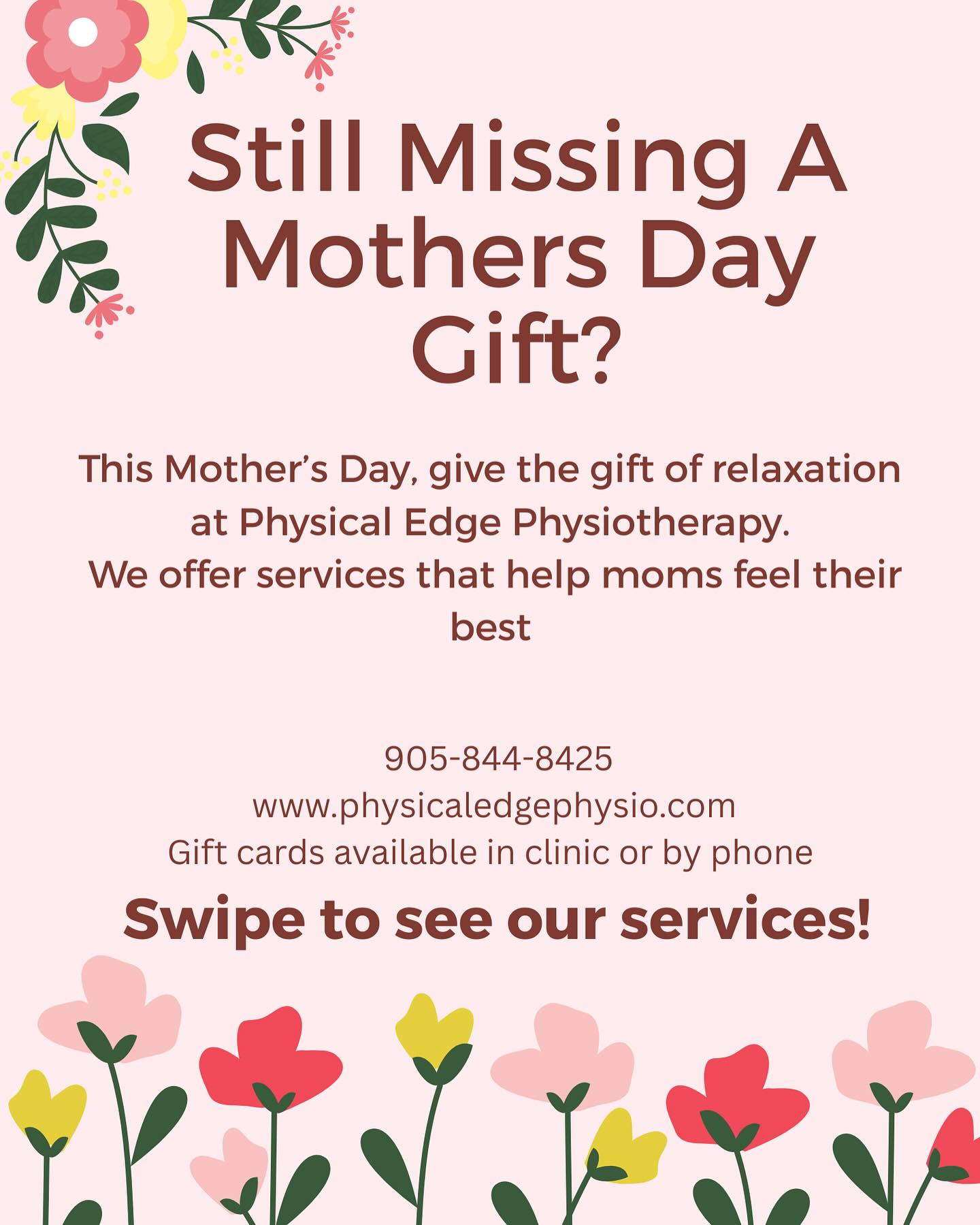 Looking for a special Mothers Day gift? 🌸 Give back to the Moms in your life by giving them gift from Physical Edge to help her unwind, relax and feel her best. 🧘💕 Contact our front desk for more details! 905-844-8425
