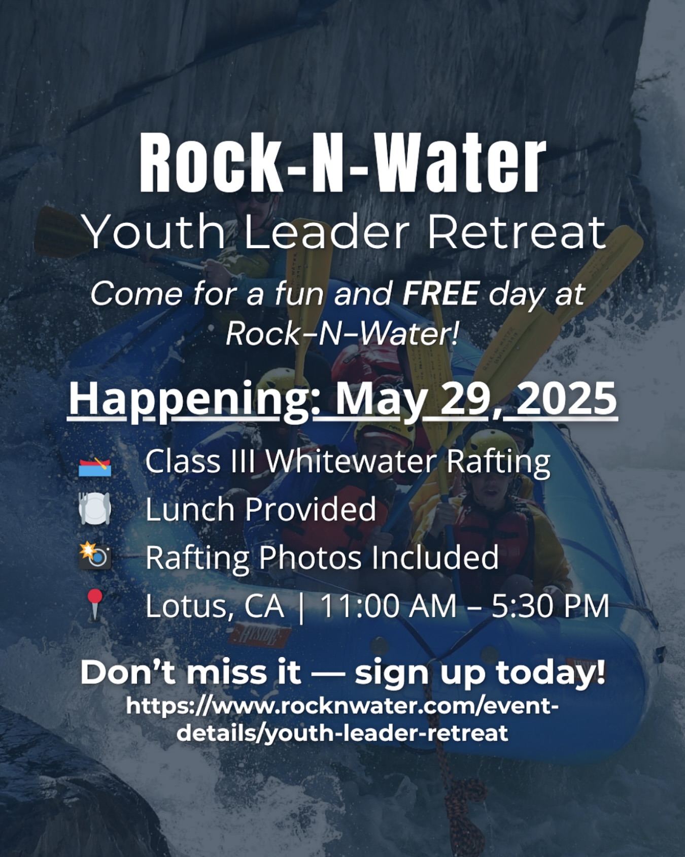 Ready for a day on the river? Youth leaders, come raft, rest, and recharge in the beauty of God’s creation, free for you and a guest! 🙌
👉 Sign up using the link in our bio!