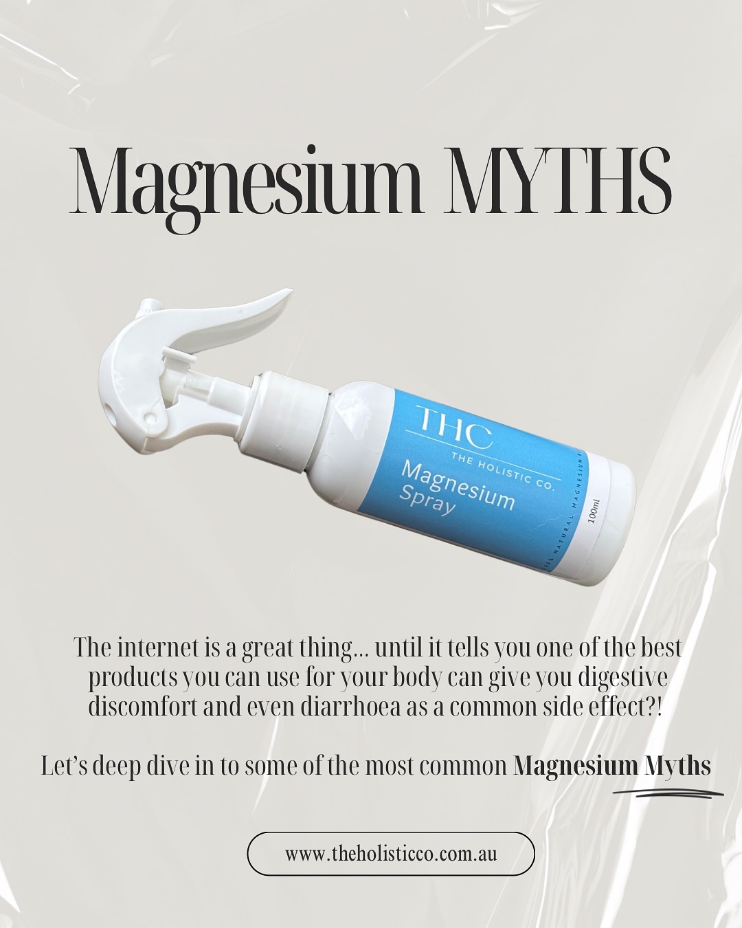 Let’s 🎶busta🎶 MYTH ➡️
If any of these Myths WERE true…
Magnesium Spray would NOT be The Holistic Co’s #1 Best Seller🥇
For anyone new here at @theholistic.co firstly ~ welcome 😍🫶
During the month of May we have been discussing all things Magnesium ~
Uses, benefits & key info, with much more to come! 🙌💦
To the seasoned Mag-lovers + anyone who might be Magnesium curious ~
you’ve arrived exactly where you need to be 🥰
Magnesium May has only just begun… 💦🙌