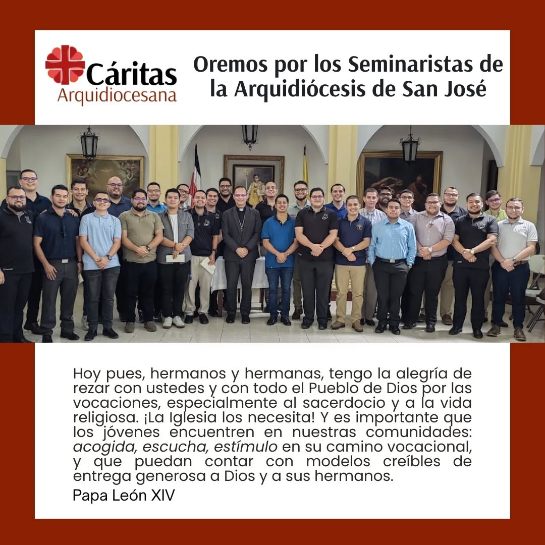 Hoy también se celebra la Jornada Mundial de Oración por las Vocaciones; por lo que les invitamos a orar también por los seminaristas de la Arquidiócesis de San José y les encomendamos a Luis Diego Carmona, quien está en su segundo año de experiencia pastoral con nosotros en la Cáritas Arquidiocesana.
@arquisanjosecr