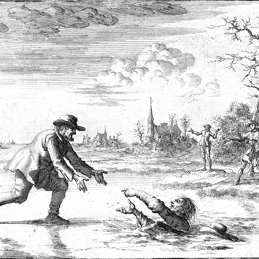 Dirk Willems
BBKL XLIX (2026)
Online abrufbar
Autor: Eric W. Haarmann
WILLEMS, Dirk, auch Willemsz geschrieben, * in Asperen, † 16.5. 1569 in Asperen, niederländischer täuferischer Märtyrer.
https://www.bbkl.de/index.php/frontend/lexicon/W/Wh-Wi/willemsdirk-88756
Bild:
Dirk Willems' captor, who had been chasing Willems prior to falling through the ice