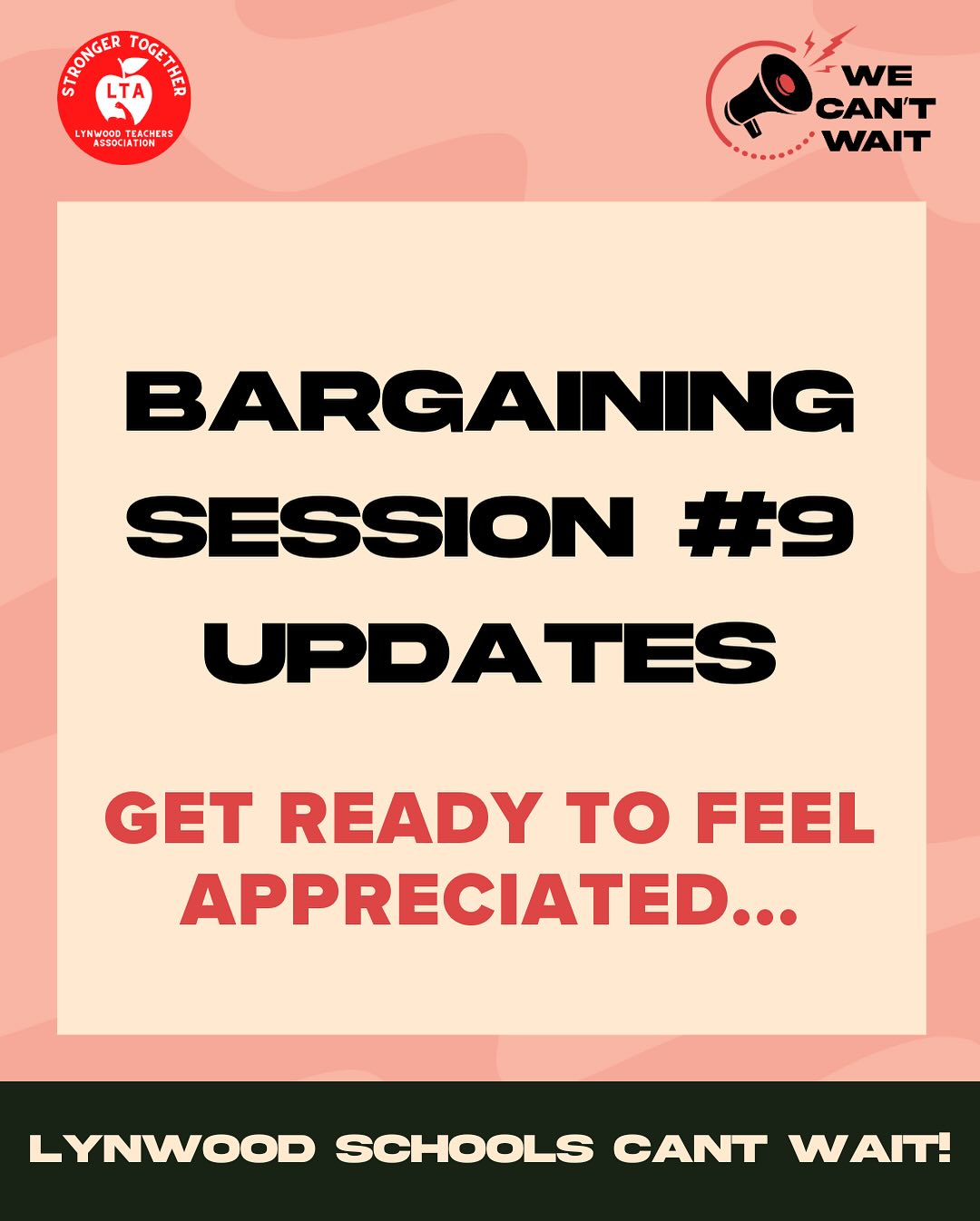 🍎 Feel appreciated by LUSD this week? Neither do we. But we are prepared to demand the schools our students and community deserve, because we can’t wait.
💥When we fight, win! We are ready to fight for fully staffed schools, improved educator pay and stability for students.
🗓️RSVP on our bargaining update for our All Member Townhall on May 21 to be a part of our fight to win the strongest possible contract, because #wecantwait @wearecta