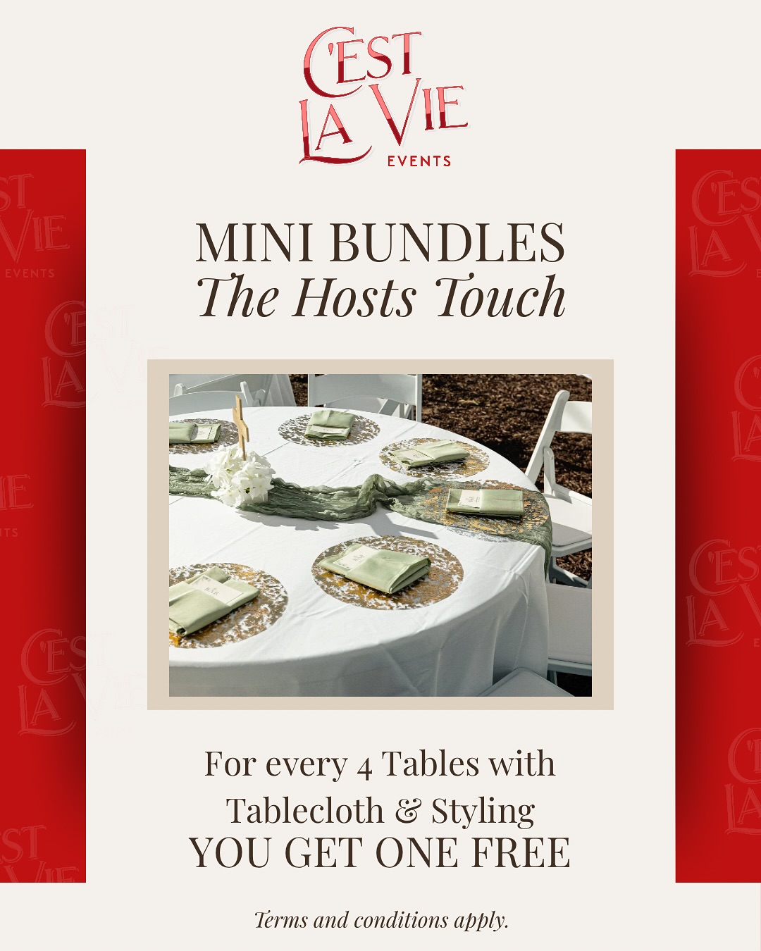 Our Mini Bundles are here to make your styling effortless.
🎀 Sit & Bow – Get a FREE chair with bow for every 9 rented
🍸 Mix & Mingle – Get a FREE styled cocktail table for every 4
🍽 The Host’s Touch – Get a FREE full table setup for every 4 styled tables
Because hosting should feel glamorous without the stress.
📩DM us to book today!
#CestLaVieEvents #EventRentalsAV #PartyBundles #EventInspo #AntelopeValleyEvents #MiniBundles #SoireeSeason