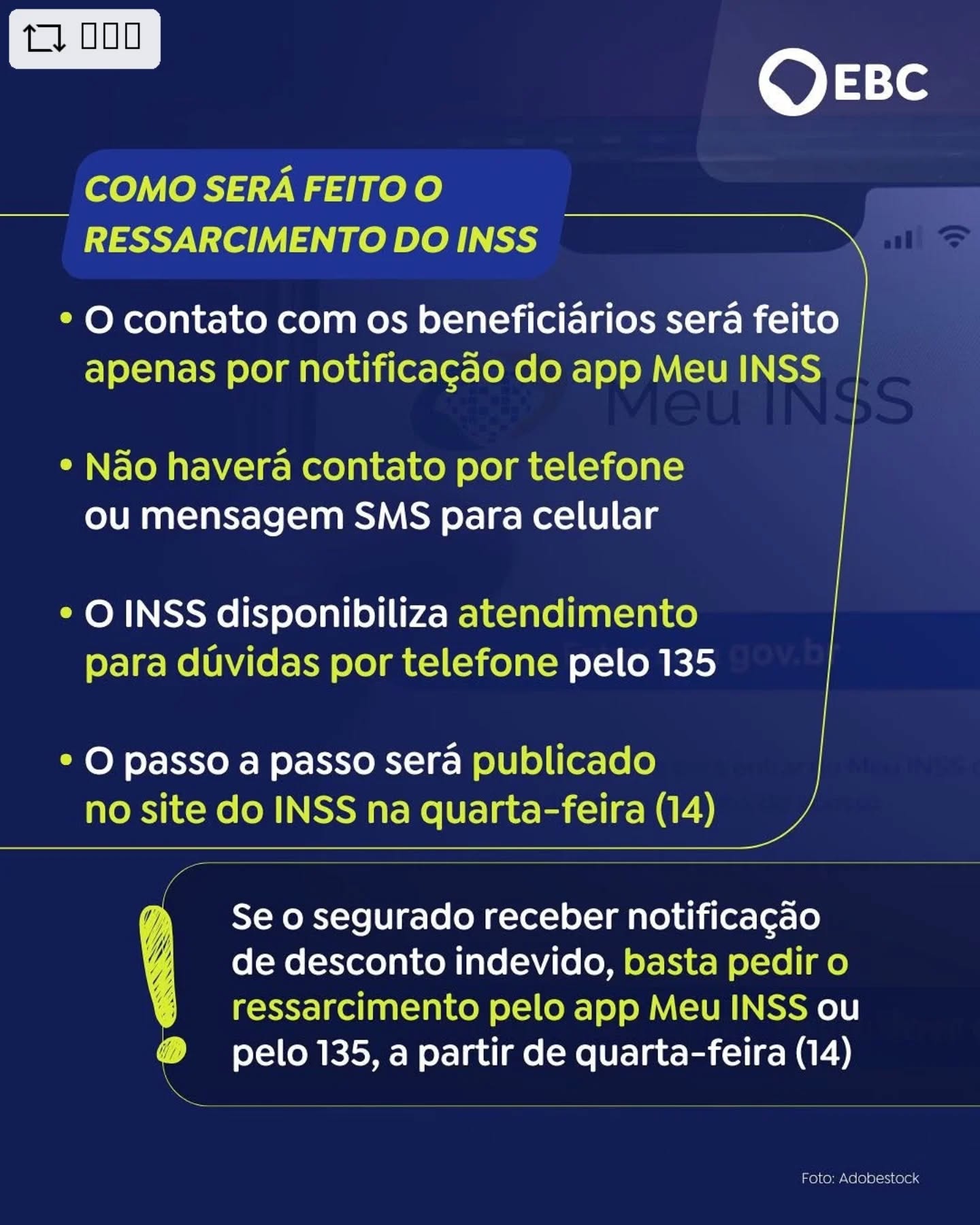 #REPOST @ebc with @download_repost_pro - RESSARCIMENTO | Aposentados e pensionistas do INSS que tiveram descontos indevidos em seus contracheques serão notificados a partir da próxima terça-feira (13), por meio do Meu INSS (site ou aplicativo). Na quarta (14), os segurados poderão informar se as operações foram de fato autorizadas para pedir o ressarcimento.
O INSS reforça que não haverá nenhum contato por telefone ou mensagem de texto.
Acompanhe a EBC nas redes.