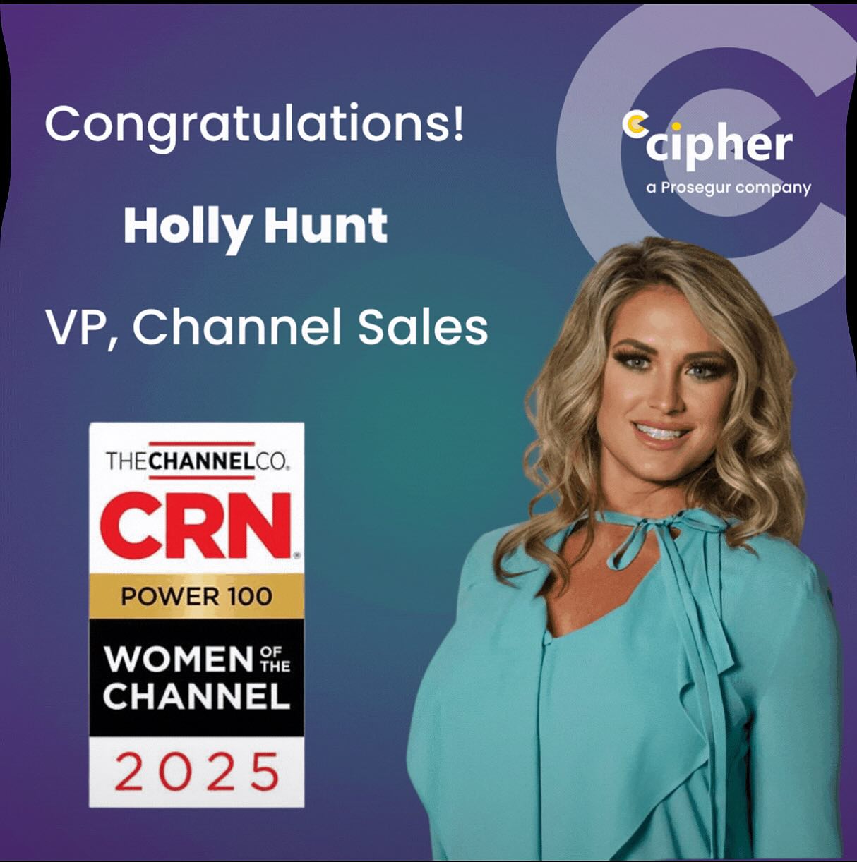 I am grateful to The Channel Company for including me on their Women of the Channel list for 2025! This is my 4th year making the list, but my first with Cipher | A Prosegur company!
.
I love being a part of the channel and the opportunity to have an impact on the industry and our partners each and every day! I wouldn’t be where I am today without a strong network and leaders that have supported me along the way. Sometimes you just need someone to give you a chance to prove yourself, and I am fortunate that I have been afforded that opportunity many times.
.
My goal is to continue to pay it forward and lift up other women (and men) along the way and hopefully have an impact on their careers and contribute to their success.
.
#wotc #wotc2025 #channelleaders #cipher #payitforward #crn