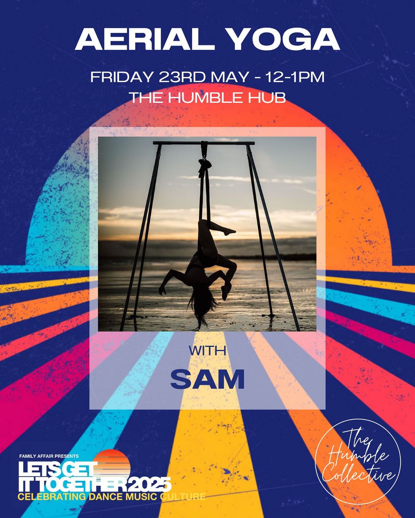 Friday May 23rd 12-1pm!
Come join me for this one off Aerial Yoga Class as part of the Let’s Get It Together festival!
@letsgetittogether_events @humblehub_stleonards