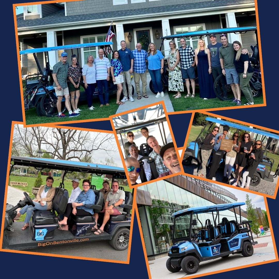 🎉 New here? Welcome to the party! 🎉
We’re Big on Bentonville — the city’s premier tour company and your go-to crew for seeing the best of Bentonville in style (aka our zippy 6-seater golf carts 🛺💨).
We’re all about bringing the F-U-N while showing off the charm, culture, and cool spots that make this town so special. Whether you're a local or just rolling through, our tours are packed with laughs, stories, and “I didn’t know that!” moments.
So what are you waiting for? Jump on a tour and see why everyone’s raving!
✨ Tour times are live on our website — link in bio! ✨